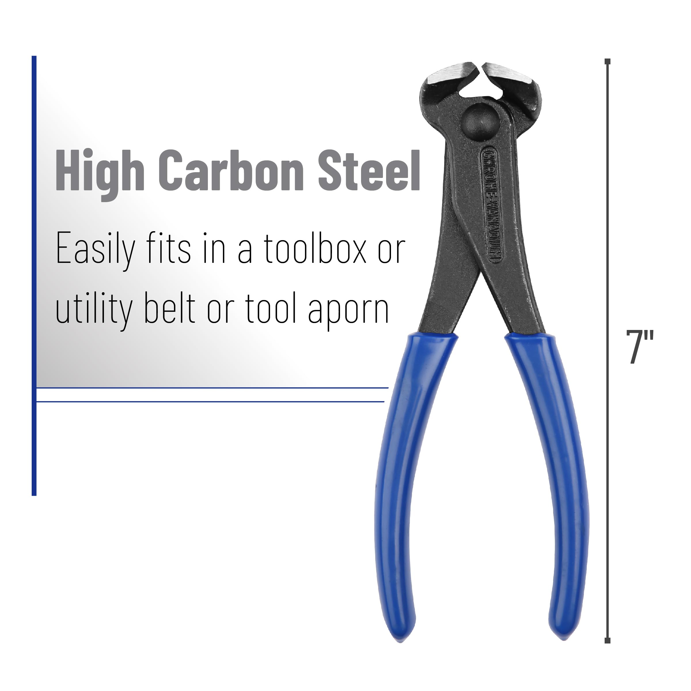 Bates Blue Nail Puller - Heavy Duty Nail Remover & Staple Puller Tool - End Cutting Pliers for Carpentry, Construction & DIY Projects - Perfect for Removing Nails, Staples & Fasteners from Wood & Drywall