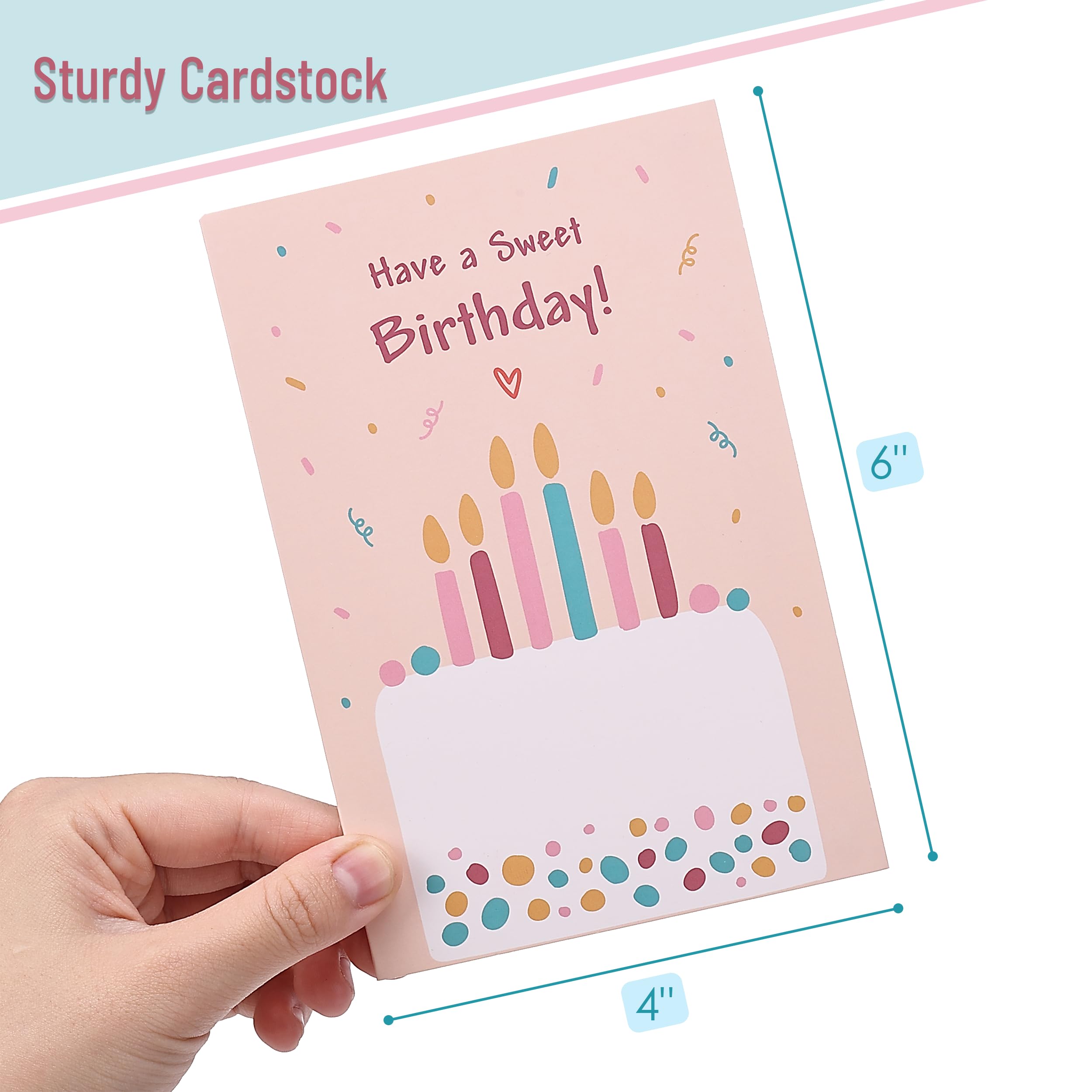 Mr. Pen Assorted Birthday Cards Pack - 20 Greeting Cards with Envelopes, 4x6 Inch Blank Inside Cards for Birthday Wishes, Parties & Special Occasions