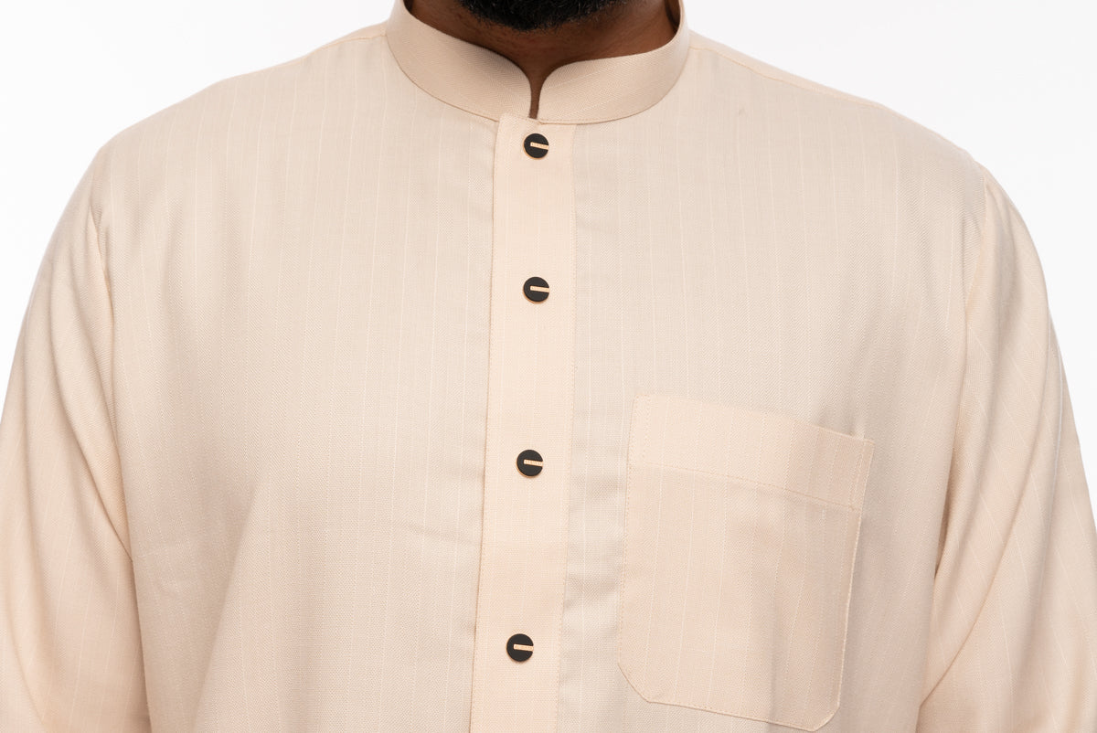 Almond Button Kids Thobe - Traditional Arabic Dress for Boys & Girls - Perfect for Eid, Ramadan & Special Occasions