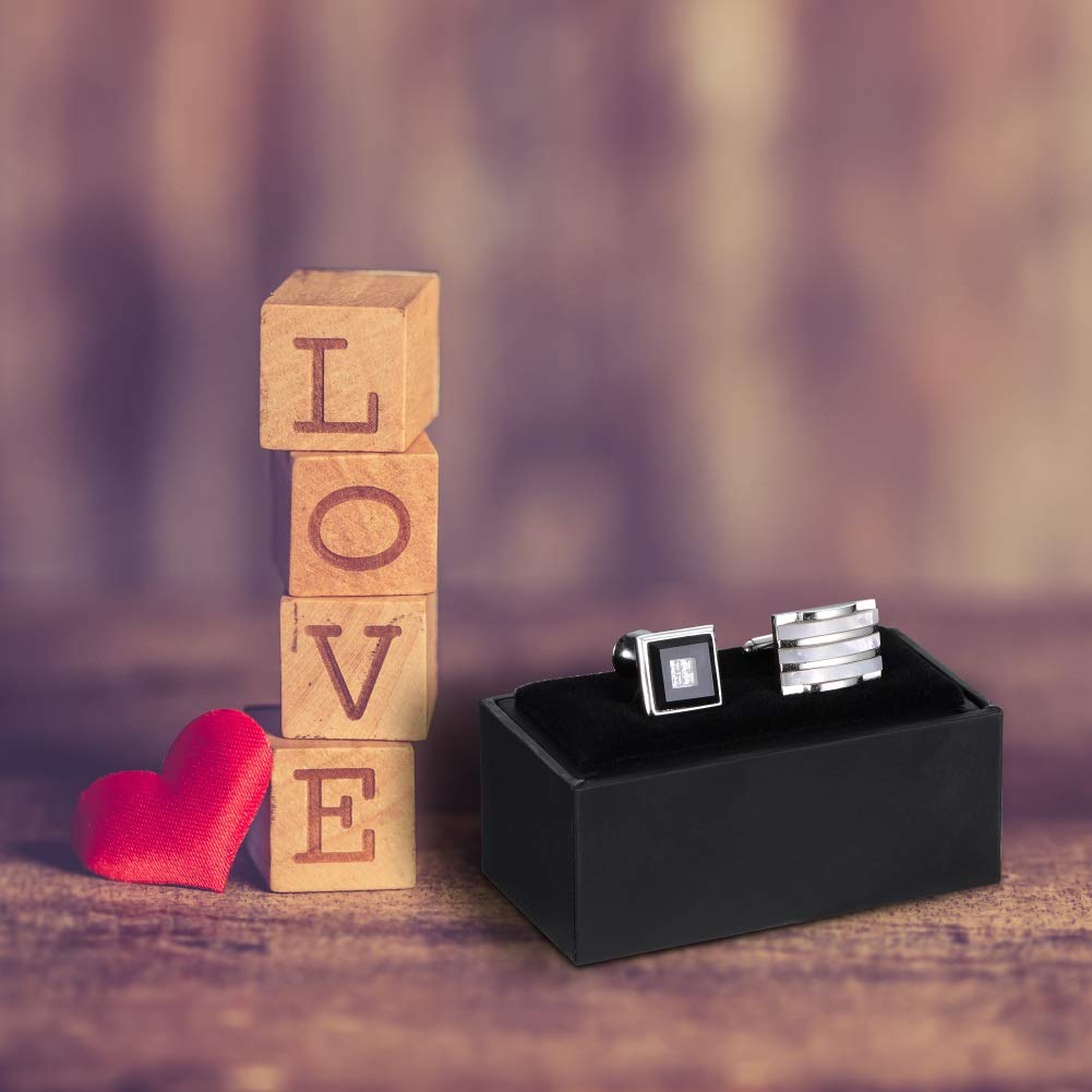 HooAMI Premium Black Cufflink & Tie Clip Gift Box Set - Elegant Jewelry Storage for Men - Perfect for Weddings, Promotions & Formal Events