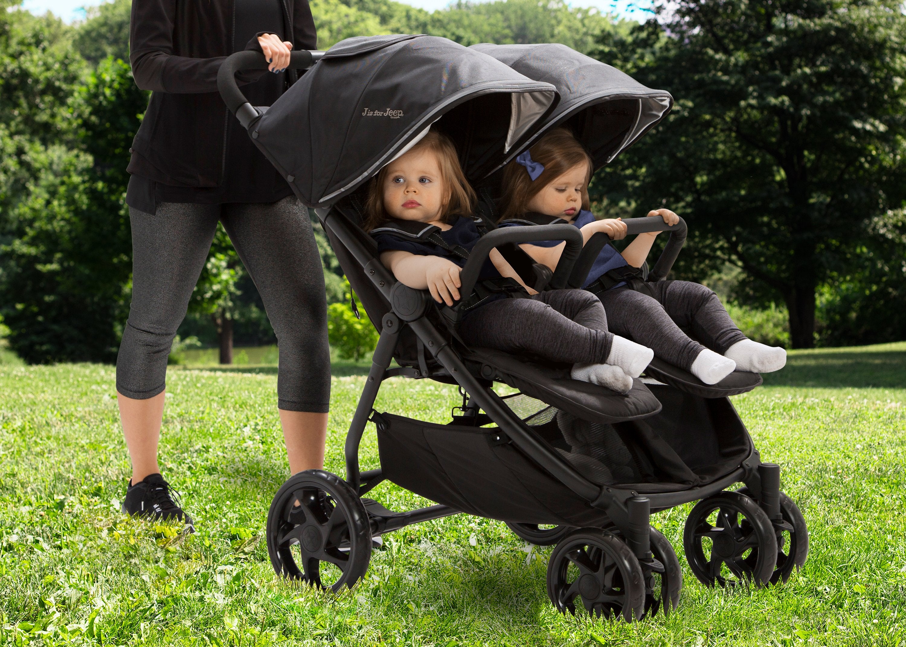 Jeep® Destination Side by Side Double Stroller - Lightweight & Compact for Twins or Siblings - Perfect for Shopping, Travel & Outdoor Adventures