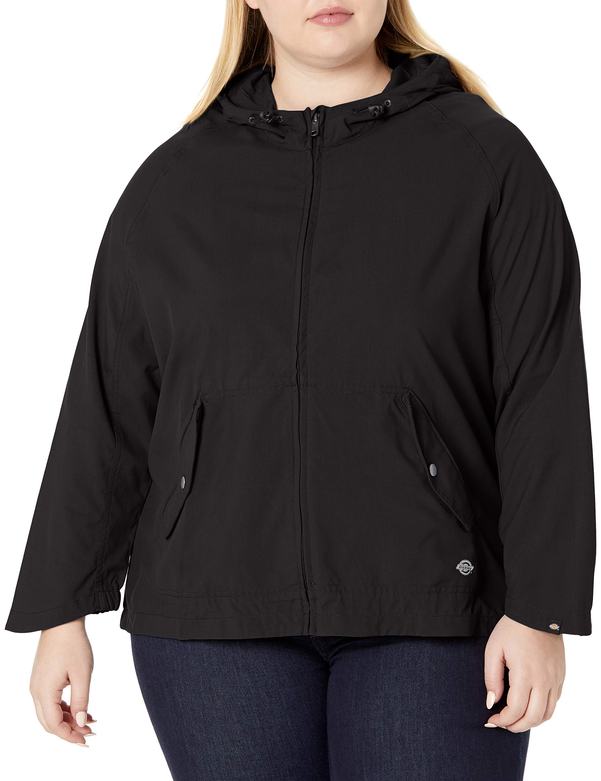Dickies Women's Plus Size Waterproof Hooded Rain Jacket - Lightweight Windbreaker for Outdoor Work, Hiking & Commuting