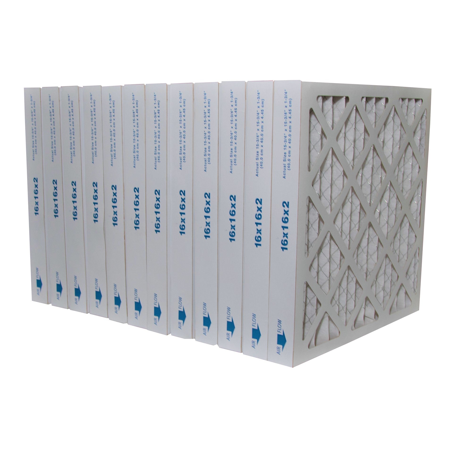 16x16x2 MERV 8 Pleated Air Filters - Case of 12 | High Efficiency Furnace Filters for Home HVAC Systems | Improves Indoor Air Quality & Reduces Dust Allergens