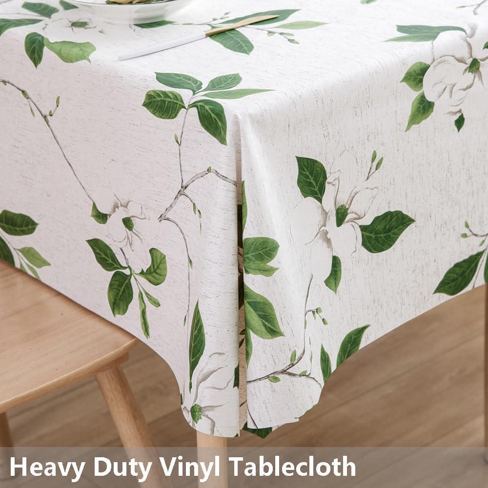 Heavy Duty Vinyl Tablecloth - Waterproof PVC Wipeable Dining Table Cover for Kitchen, Rectangle 54