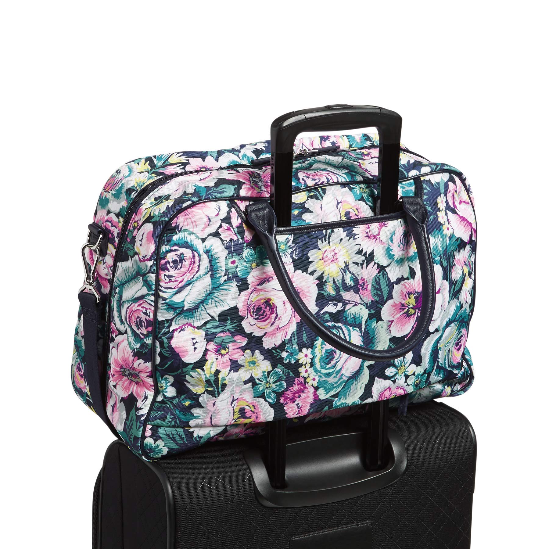 Vera Bradley Women's Lay Flat Weekender Travel Bag - Stylish Carry-On Duffel for Weekend Getaways, Gym & Overnight Trips - Perfect for Travel, Work & Leisure