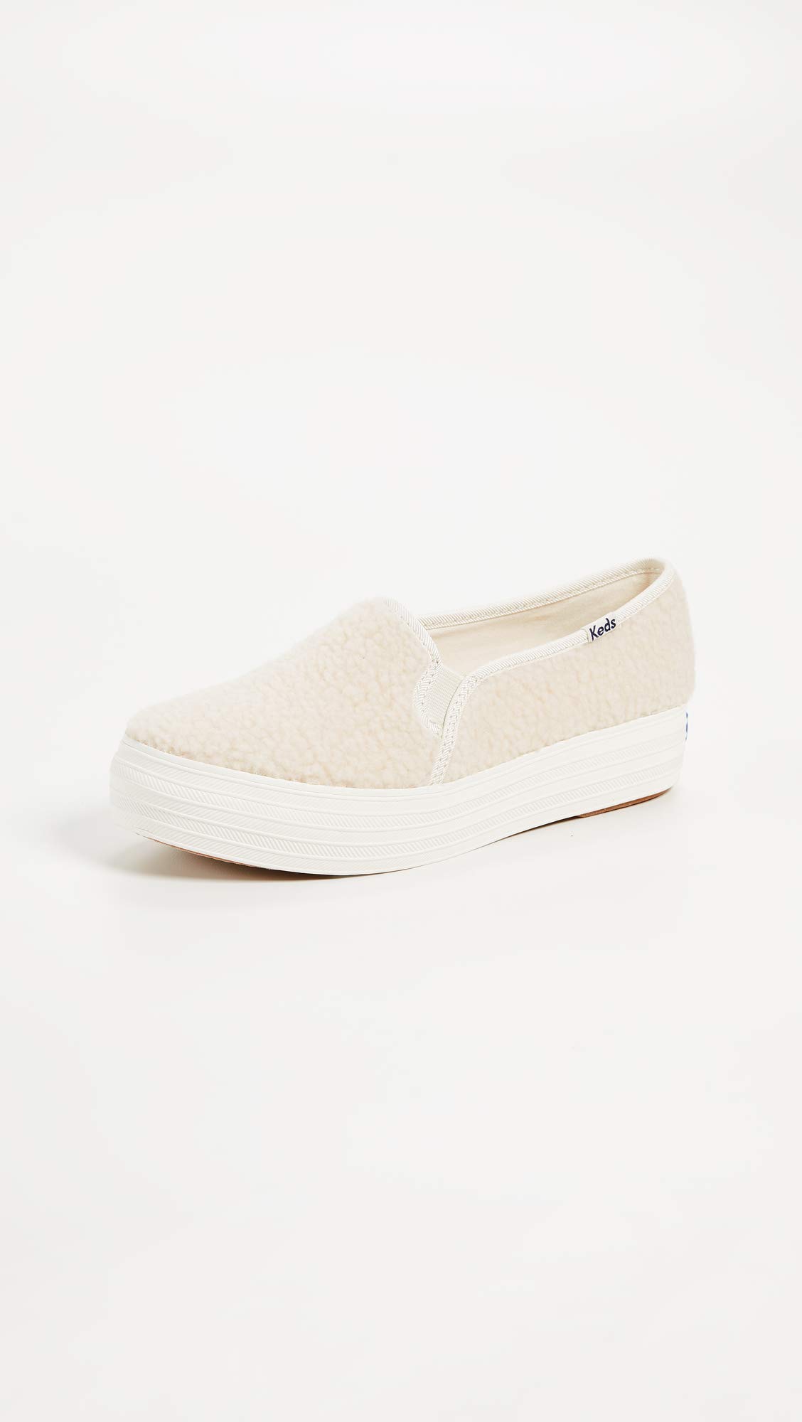 Keds Women's Triple Decker Sherpa Sneakers - Cream & Off White Comfortable Winter Shoes Size 7 M US | Cozy Casual Wear for Cold Weather, Outdoor Walks & Everyday Fashion