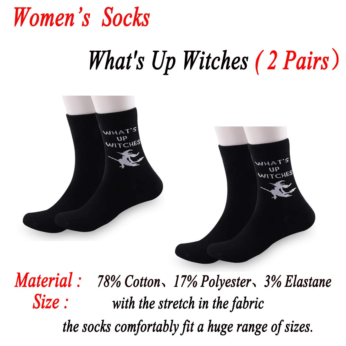 JXGZSO Funny Witches Socks - Sarcastic BFF Halloween Gift - Perfect for Costume Parties, Witch Lovers & Spooky Celebrations
