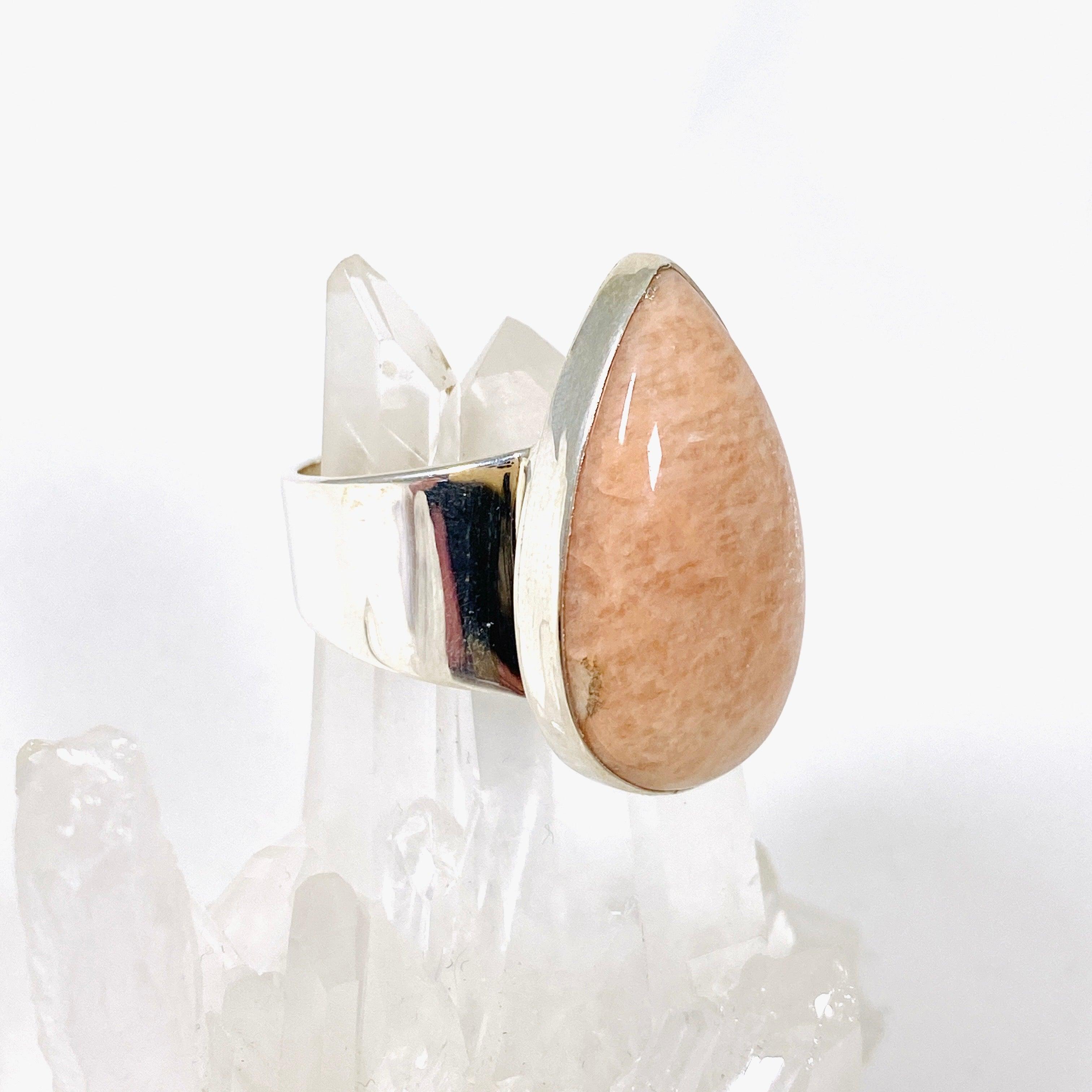 Pink Amazonite Teardrop Ring - Size 13 - KRGJ2899 - Elegant Jewelry for Women, Perfect for Weddings, Parties & Everyday Wear