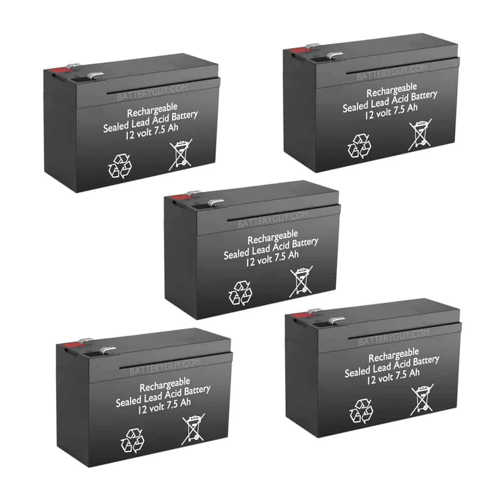 Replacement 12V 7.5Ah SLA Battery - BatteryGuy Brand Equivalent (Rechargeable, High Rate) - Pack of 5 - Perfect for UPS Backup, Emergency Lighting & Security Systems