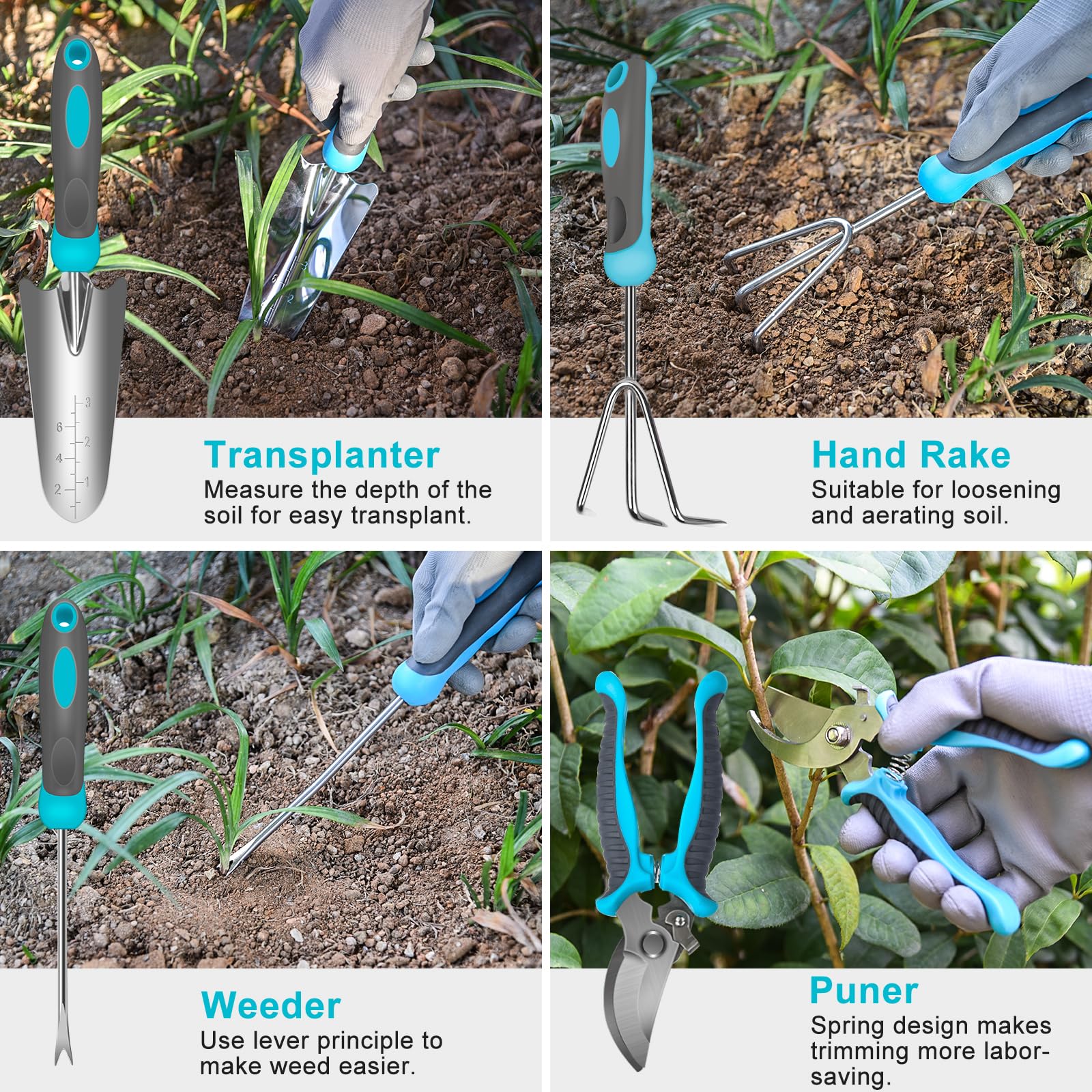 **Carsolt 10-Piece Heavy Duty Stainless Steel Garden Tools Set with Ergonomic Rubber Handle – Durable Planting & Weeding Hand Tools Kit in Gift Box – Perfect for Home Gardening, Landscaping & Outdoor Gifts**