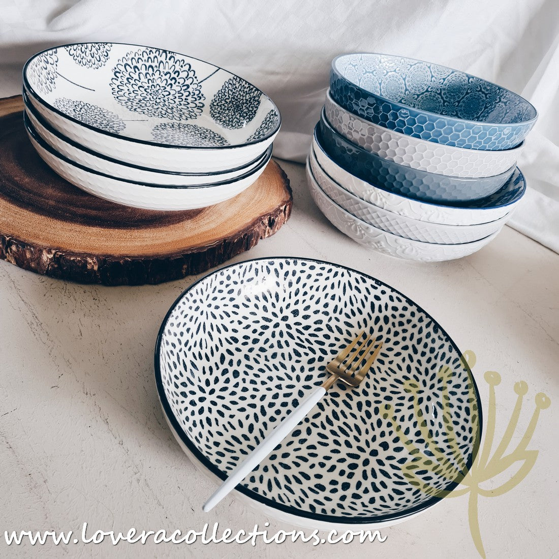 White Waves Assorted Prints Pasta Dish Set - 50% Off + Buy 1 Get 1 Free - Perfect for Dinner Parties & Italian-Themed Decor