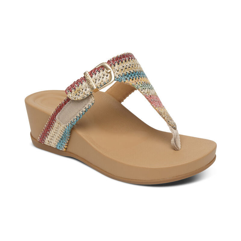 AETREX KATE Thong Wedge Sandals for Women - Comfortable Summer Shoes with Arch Support | Perfect for Beach, Pool, Vacation & Casual Outings