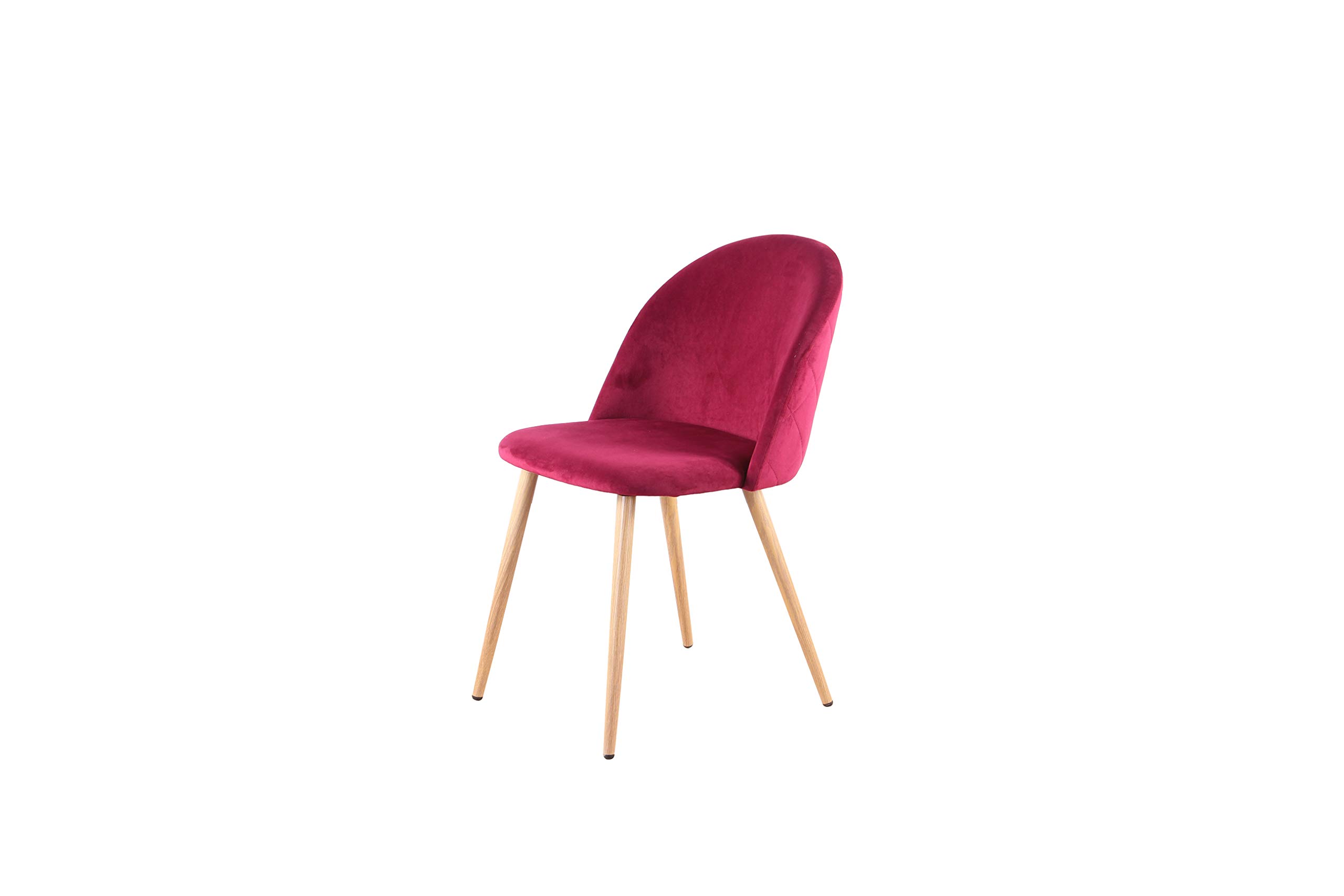 Velvet Dining Chairs Set of 2 - Modern Upholstered Leisure Chairs with Sturdy Wooden Legs for Living Room, Dining Room & Home Office - Soft Red Velvet Fabric Accent Chairs for Comfortable Seating