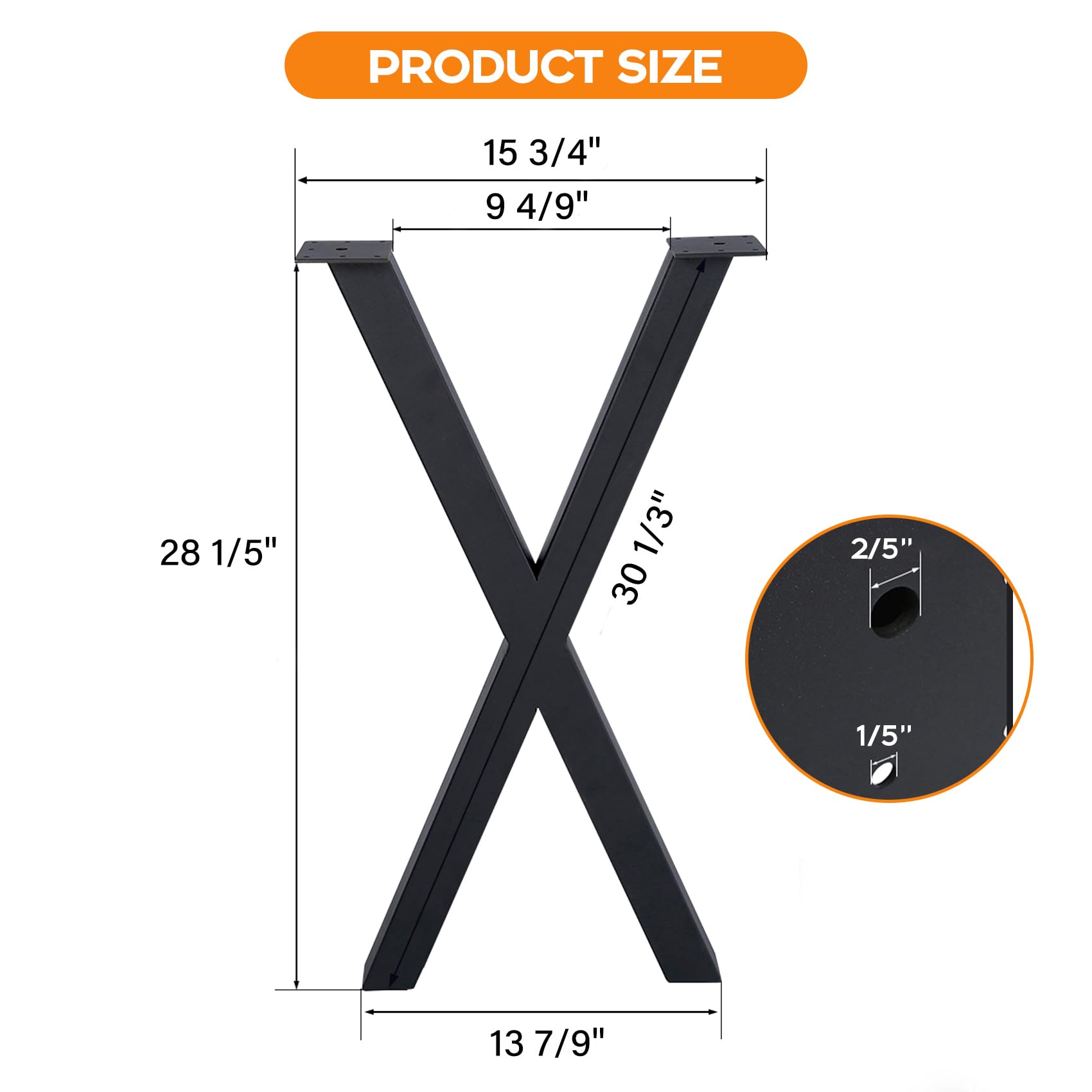 TC-HOMENY 28 Inch X-Shaped Metal Table Legs - Set of 2 for DIY Dining Tables, Coffee Tables & Benches | Sturdy Industrial Style Furniture Legs for Home Office & Cafe Decor