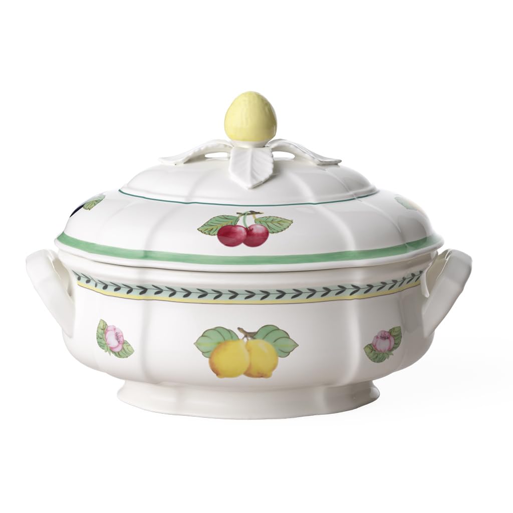 Villeroy & Boch French Garden Fleurence Soup Tureen 84.5 oz - Premium Porcelain Serving Bowl with Lid, White & Multicolor Floral Design - Elegant Dining & Entertaining, Holiday Dinnerware, Wedding Gift