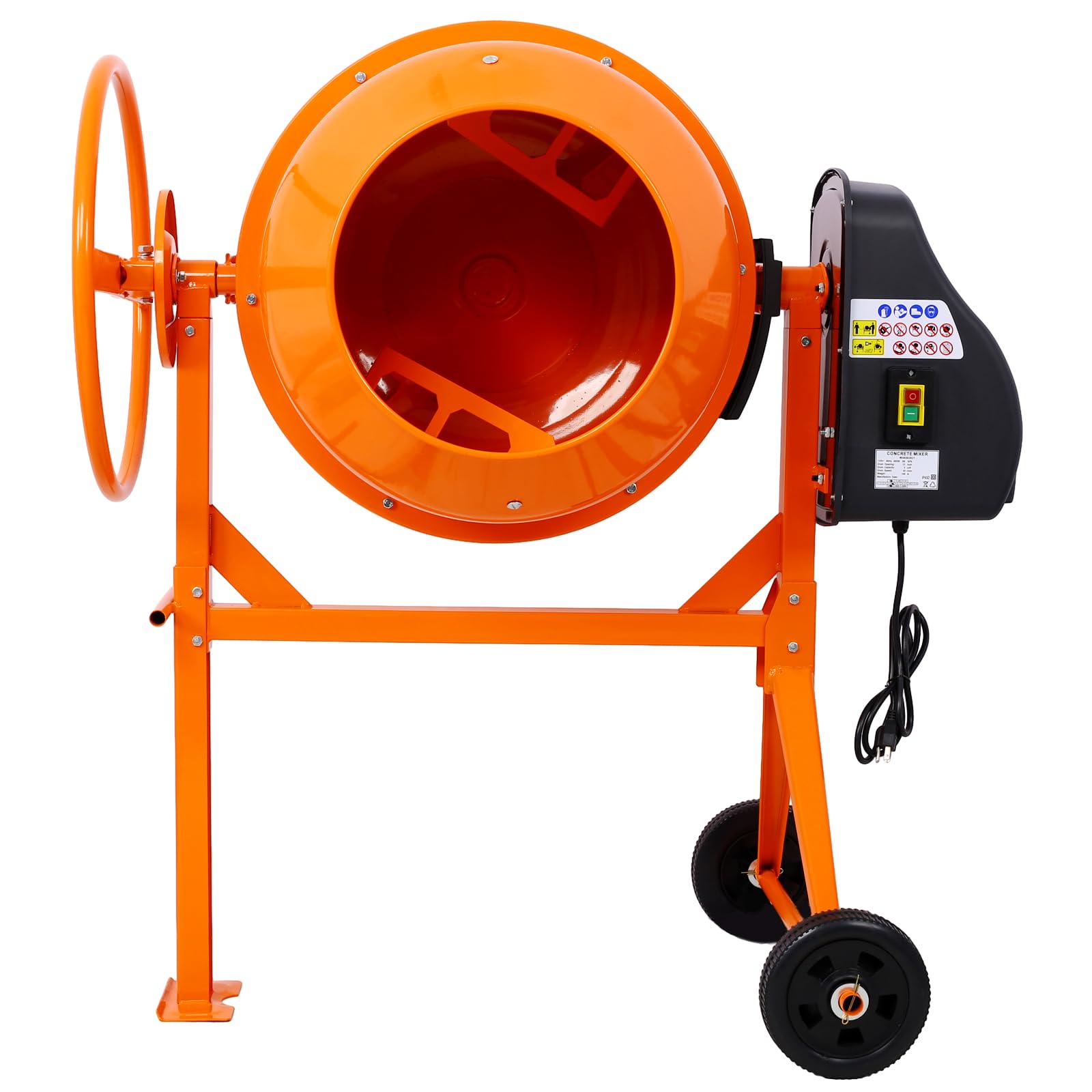 5 Cu. Ft Electric Cement Mixer Machine - 650W AC Motor Portable Concrete Mixer for Mortar, Stucco & Fodder | Heavy Duty Construction Tool for DIY Projects & Professional Use (Orange)