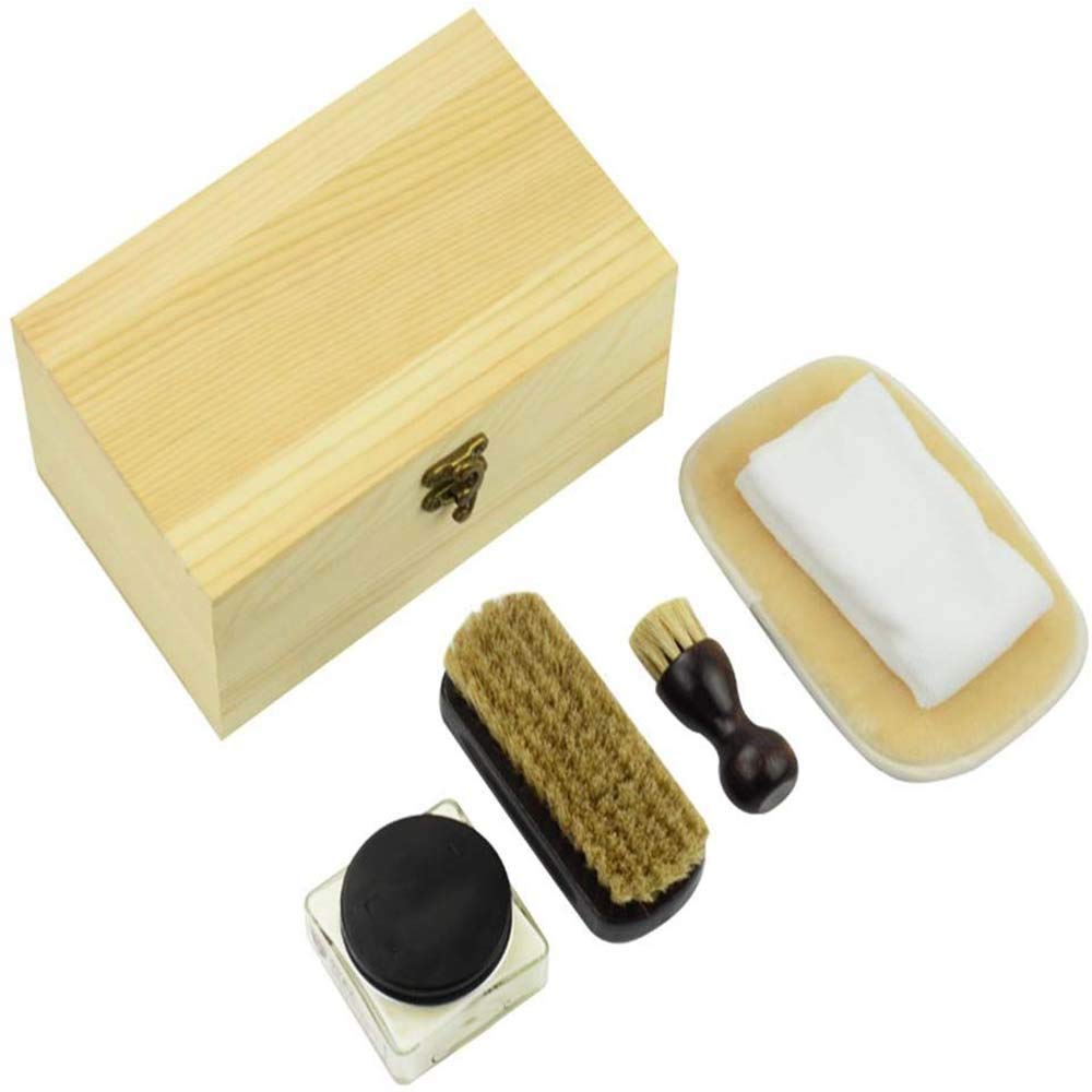 Premium Pig Bristle Shoe & Boot Polish Applicator Brush Set - Leather Care & Cleaning Kit (Set A) | Perfect for Shoe Shining, Boot Maintenance & Leather Accessories Care