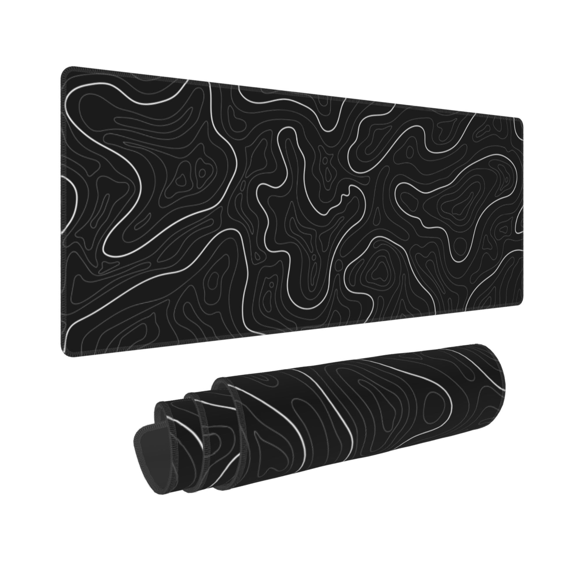 Topographic Gaming Mouse Pad - Large Non-Slip Desk Mat for Office & PC Gaming