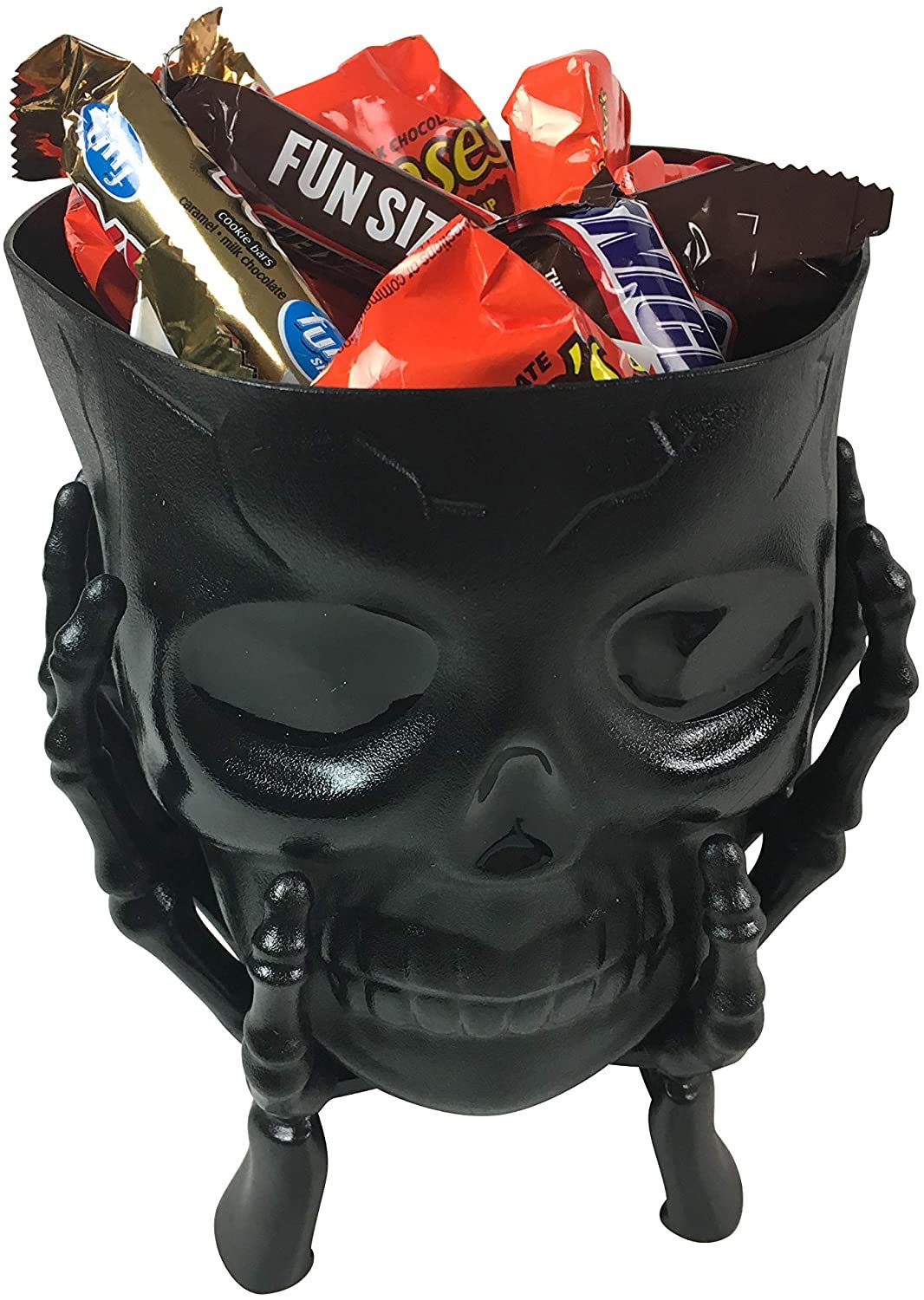 Spooky Halloween Skeleton Candy Bowl - Black Gothic Party Centerpiece for Trick or Treat, Haunted House Decor & All Hallows Eve Celebrations