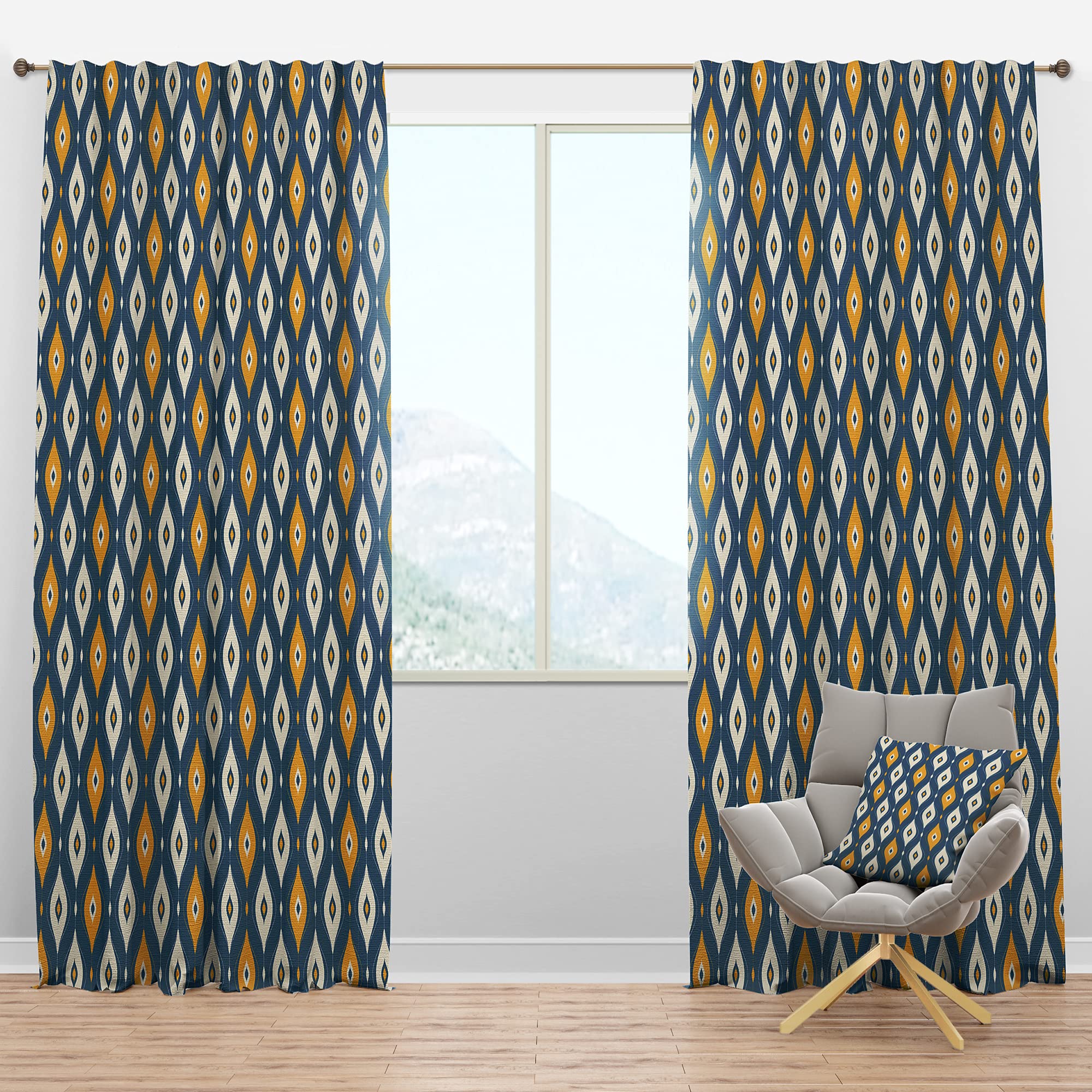 DesignQ Blackout Curtains - Retro Abstract Pattern II Thermal Insulated Room Darkening Drapes for Bedroom & Living Room - Single Panel 52x63 Inches - Perfect for Home Theater, Nursery & Light Sleepers