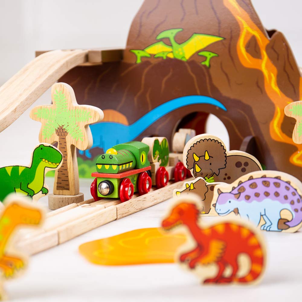 Bigjigs Rail 49-Piece Dinosaur Wooden Train Set for Kids - STEM Educational Wooden Toy Train with Dinosaur Figures & Tracks - Perfect for Imaginative Play, Birthday Gifts & Preschool Learning Activities