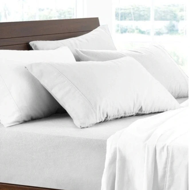 Premium Cotton Flannelette Sheet Set - Soft & Breathable White Bedding by Logan and Mason - Perfect for Cozy Winter Nights & Cold Weather Comfort