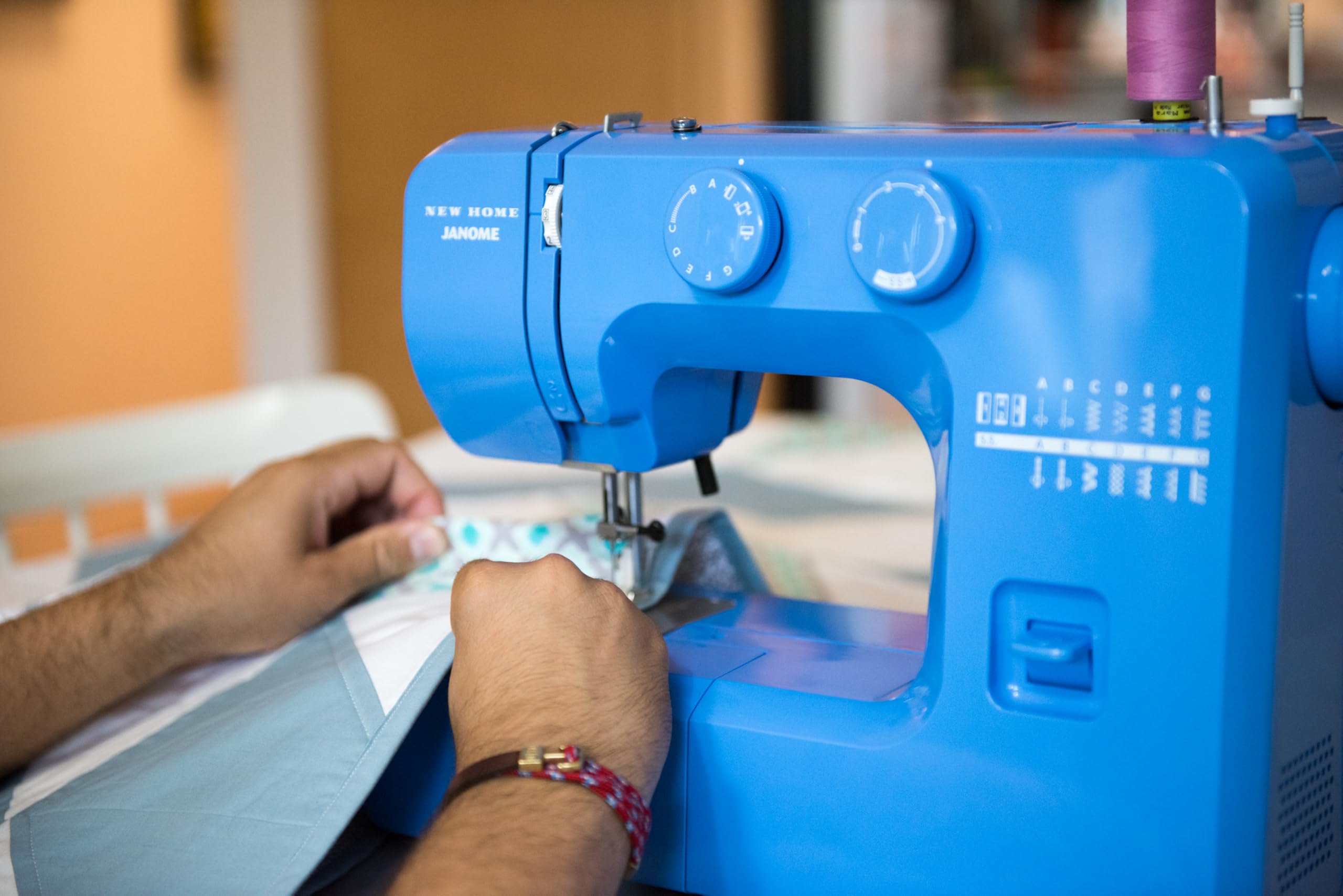 Janome Blue Couture Easy-to-Use Sewing Machine with Interior Metal Frame - Beginner Friendly with Bobbin Diagram & Tutorial Videos | Perfect for DIY Crafts, Home Decor & Fashion Projects
