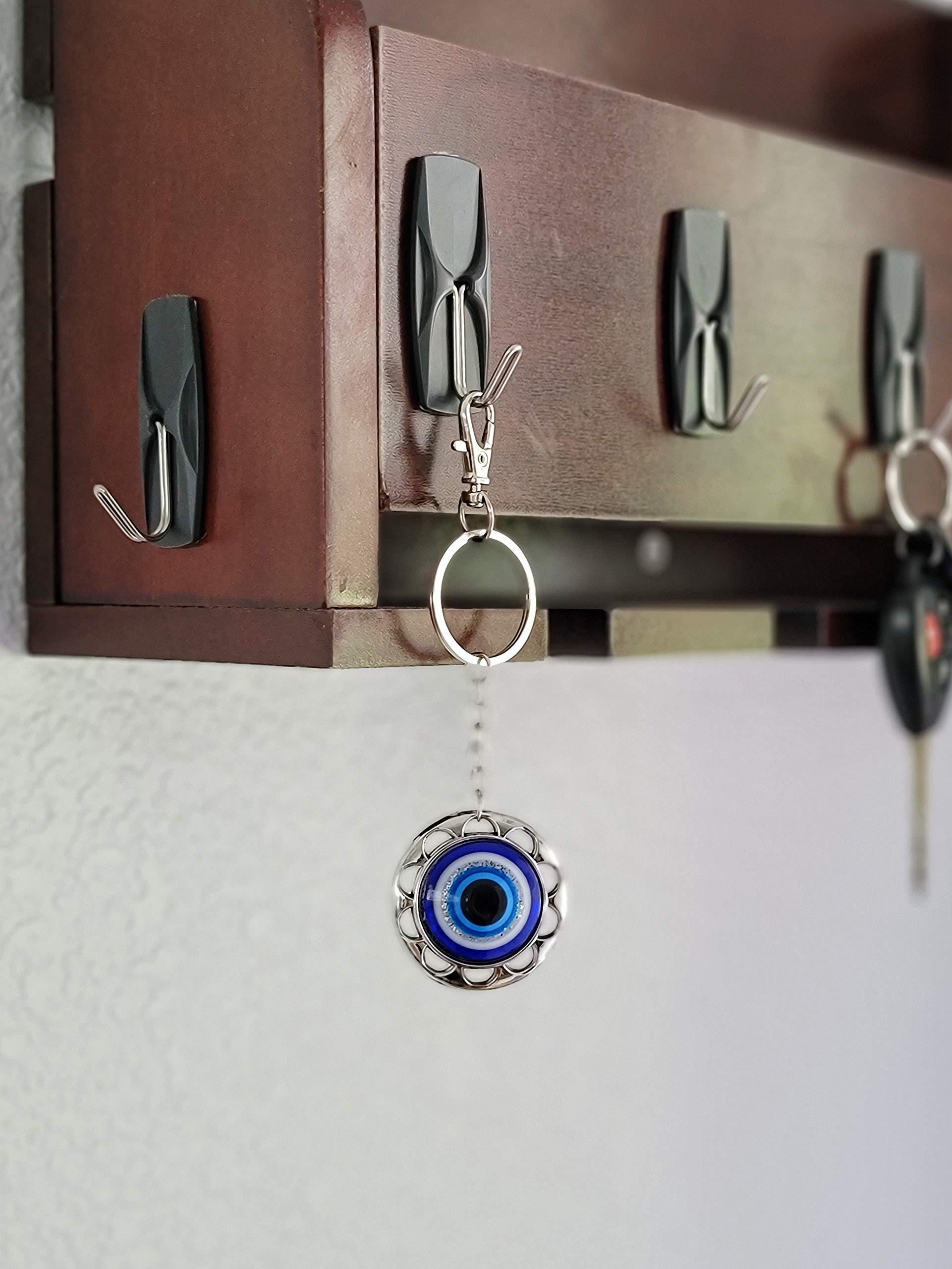LUCKBOOSTIUM Evil Eye Charm Flower Clasp - Blue, White, Black Protection Amulet for Good Luck & Blessings - 1.5