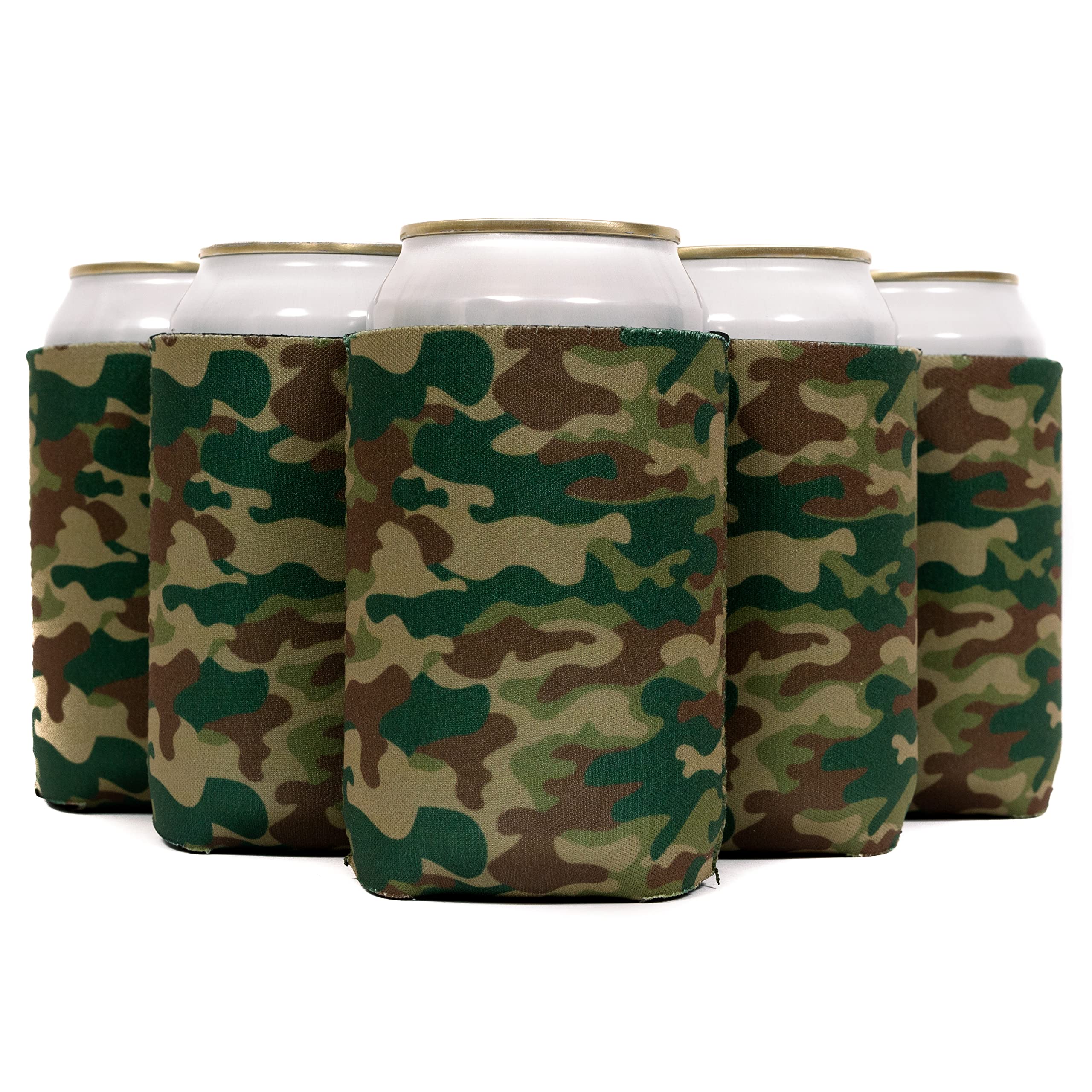 QualityPerfection Neoprene Soda Cooler Sleeve for 12 Oz. Cans - Collapsible, Insulated, Military Camo Design - Perfect for Outdoor Adventures, Camping, and Tailgating