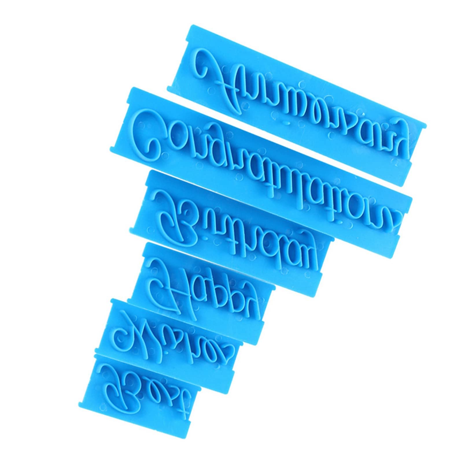3-Piece Blue Handwriting Letter Cake Embosser Set - Cookie Stamp & DIY Plastic Molds for Cake Decorating, Baking, and Creative Dessert Printing - Perfect for Birthdays, Weddings, and Special Occasions
