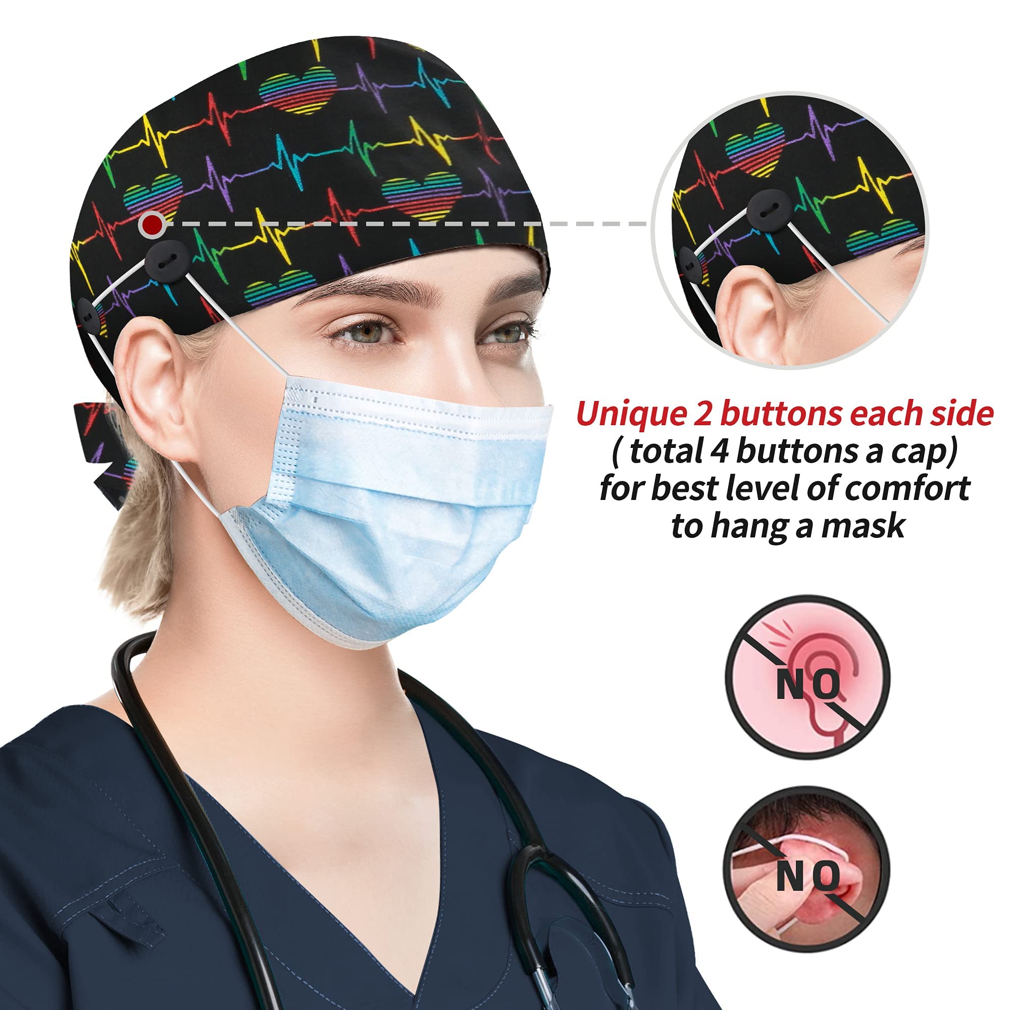 ABAMERICA Adjustable Work Cap with Button & Sweatband - Unisex Tie Back/Toggle Hat for Men & Women - Perfect for Construction, Gardening & Outdoor Labor