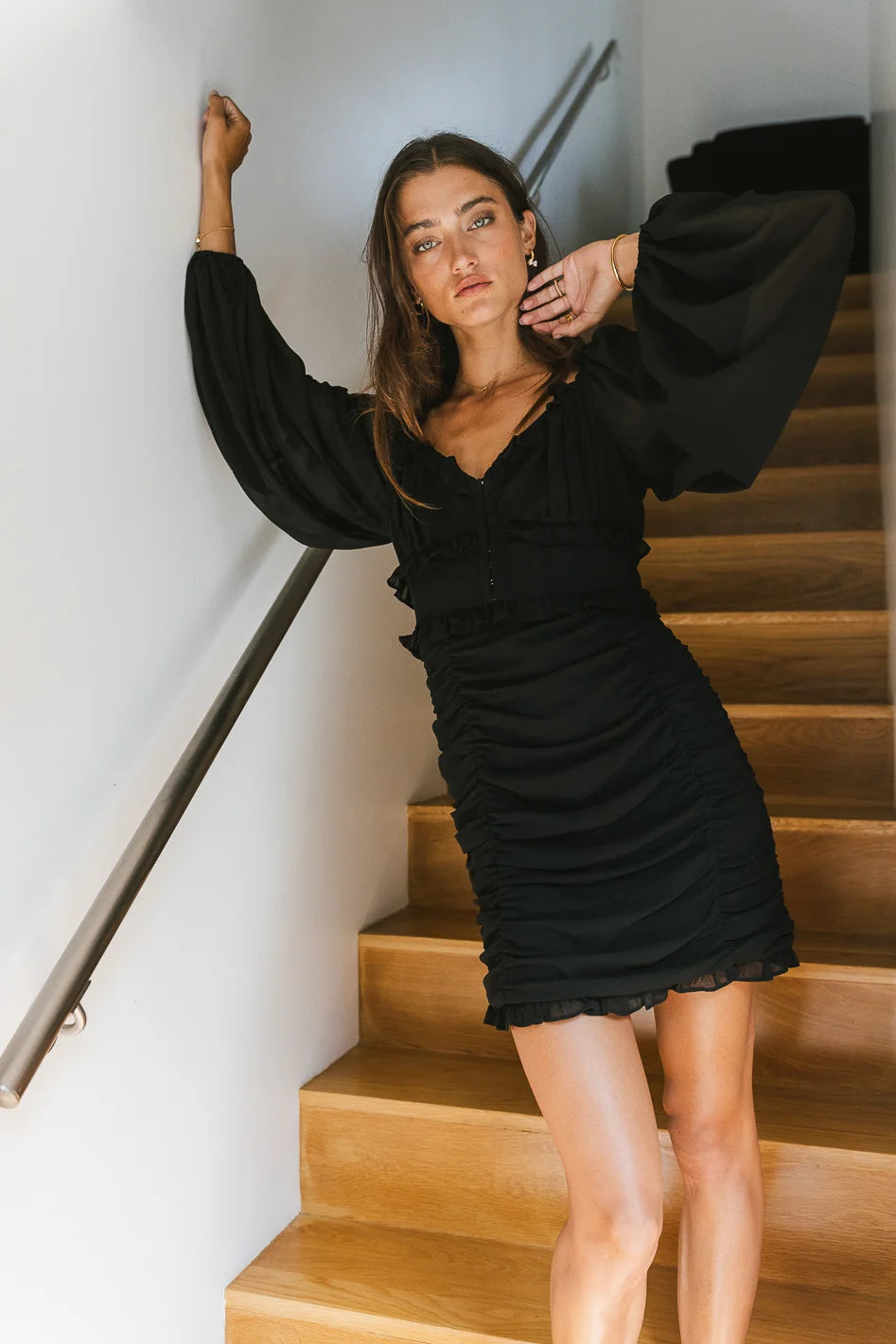 Adia Mini Dress in Black - Elegant Short Sleeve Party Dress for Women | Perfect for Cocktail Parties, Date Nights & Summer Outings