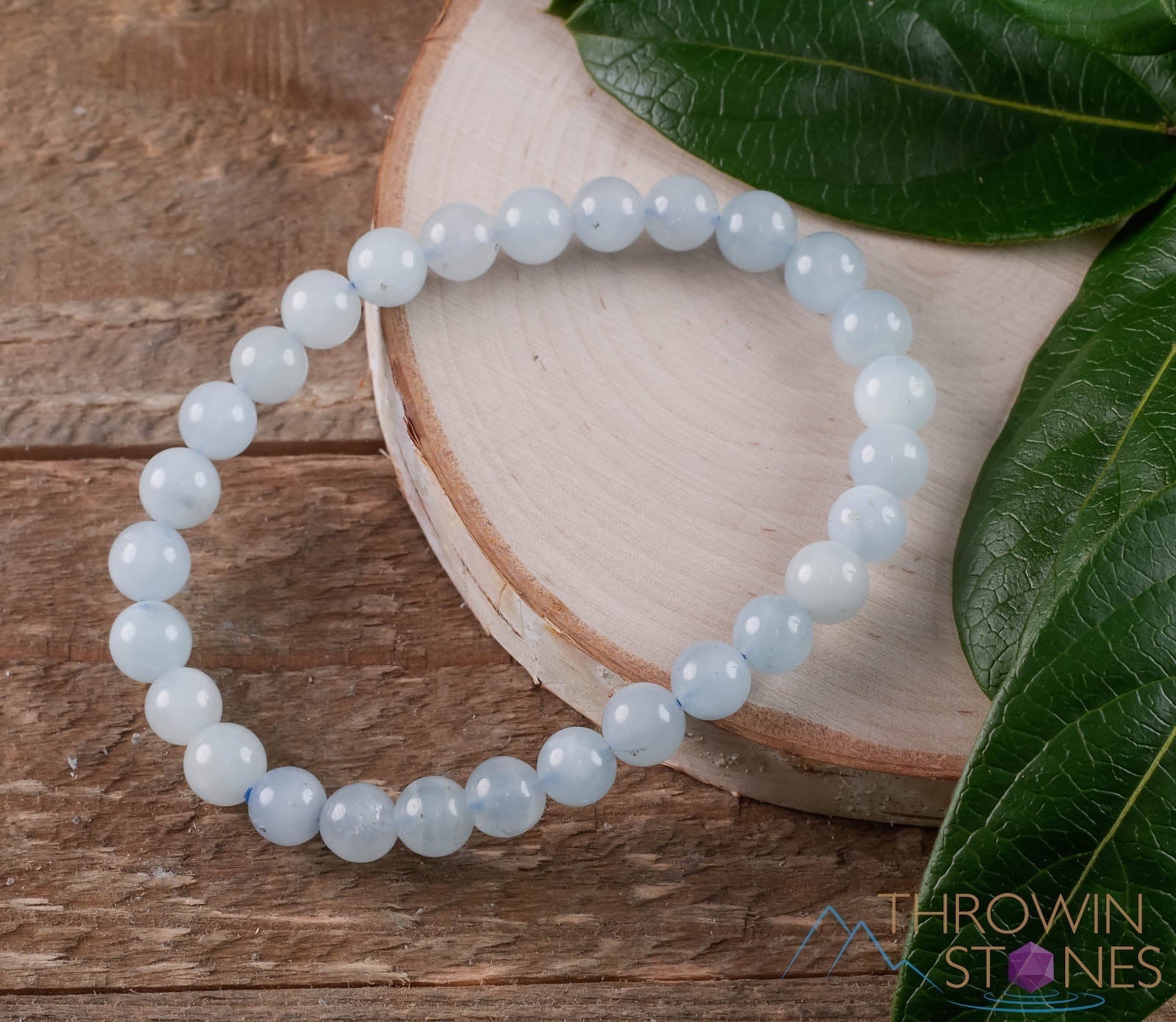 Aquamarine Crystal Bracelet - Round Beads Healing Jewelry, March Birthstone Beaded Bracelet, Handmade Gemstone Accessory for Women | Perfect for Meditation, Yoga & Spiritual Healing Gifts