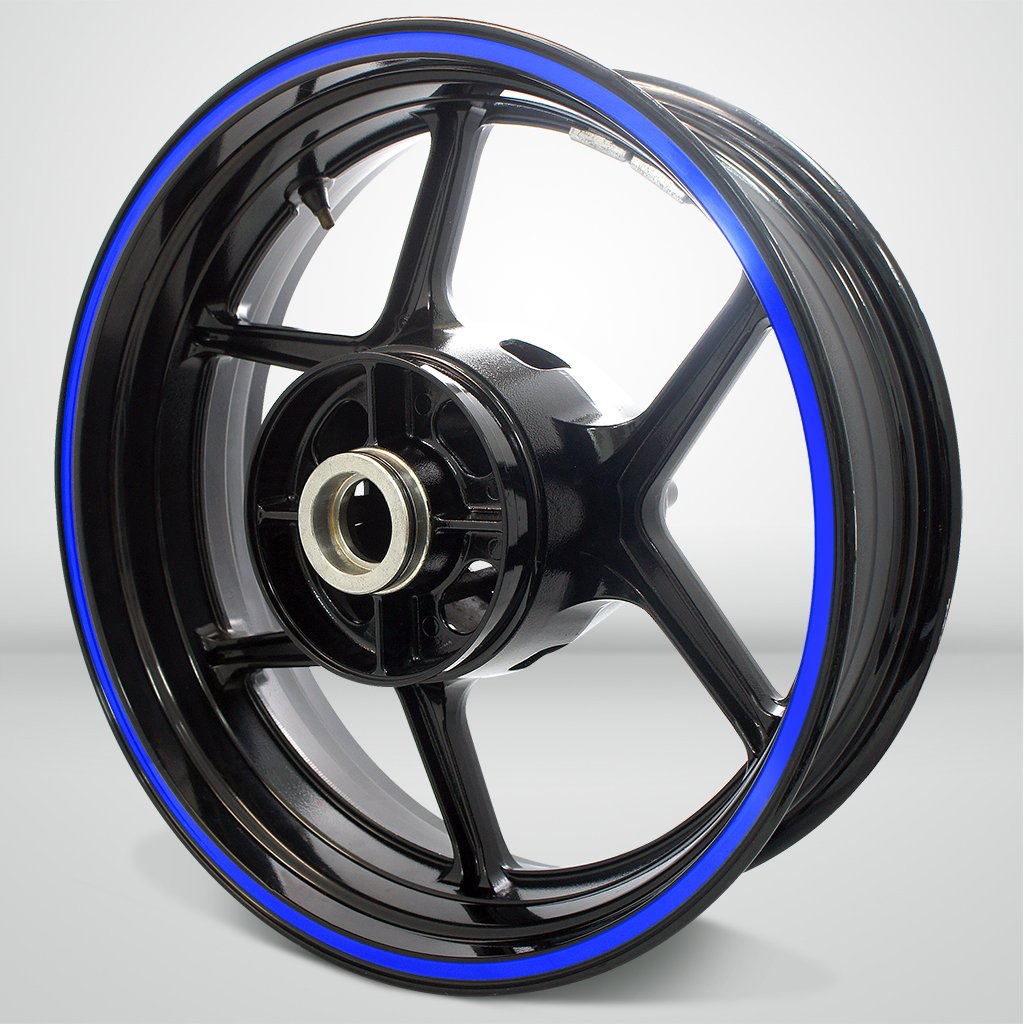 Glossy Blue Vinyl Stickman Decal - Thick Outer Rim Liner Stripe for Kawasaki Ninja 250 Motorcycle | Durable Adhesive Sticker for Bike Customization & Racing Enthusiasts