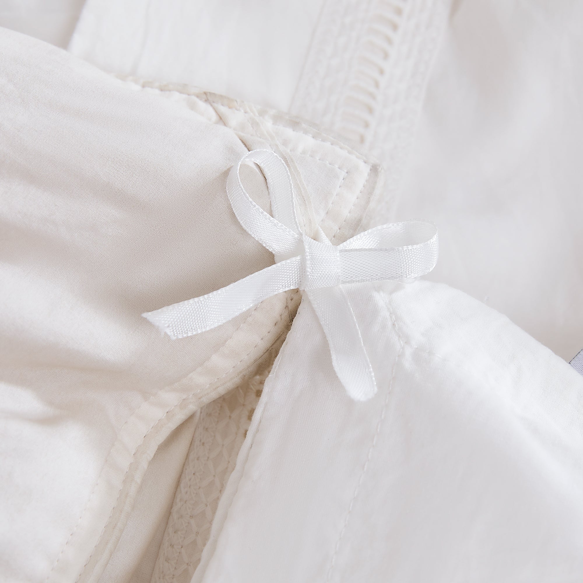 Doris Eyelet Inset Trim Cotton Duvet Cover Set - Queen Size Bedding Set with Pillowcases - Breathable Soft Duvet Cover for Bedroom, Guest Room & Dorm Decor
