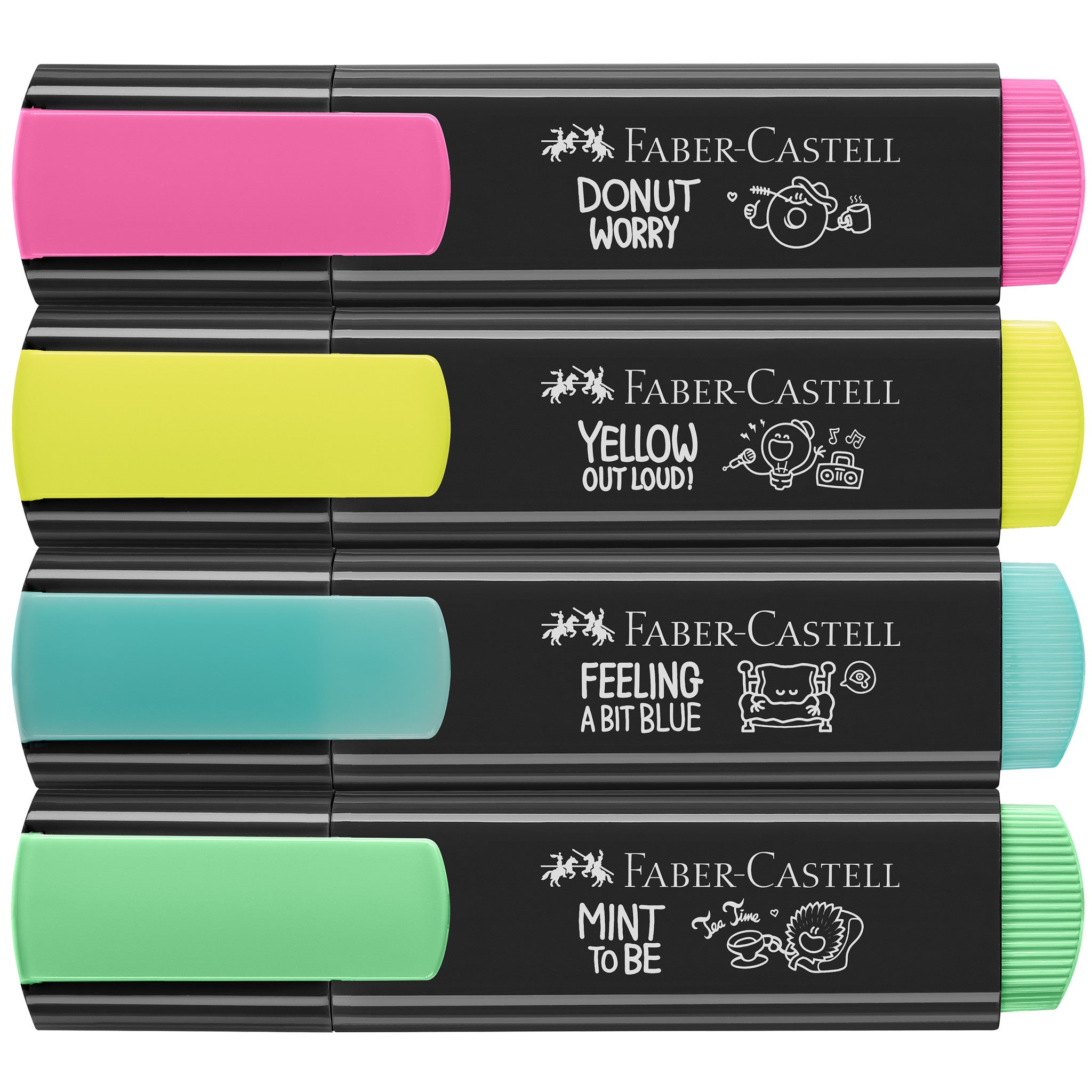 Neon Highlighters Set of 4 - Bright Fluorescent Markers for Notes, Study & Office - Vibrant Graffiti Colors #254690