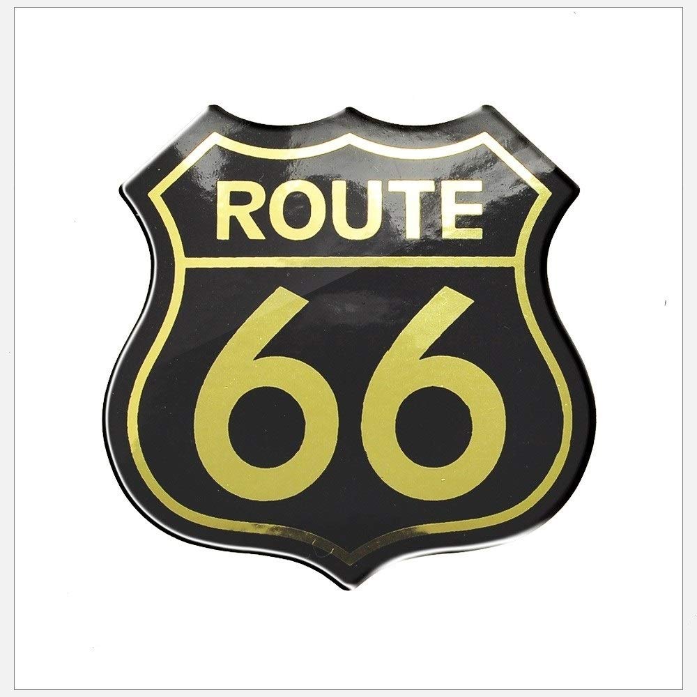 3D Motorcycle Decal Sticker - Historic Route 66 Car Stickers for Indian & Big Dog Bikes - Black Gold Vinyl Decals for Helmets, Cars & Motorcycles - Perfect for Road Trips & Biker Enthusiasts