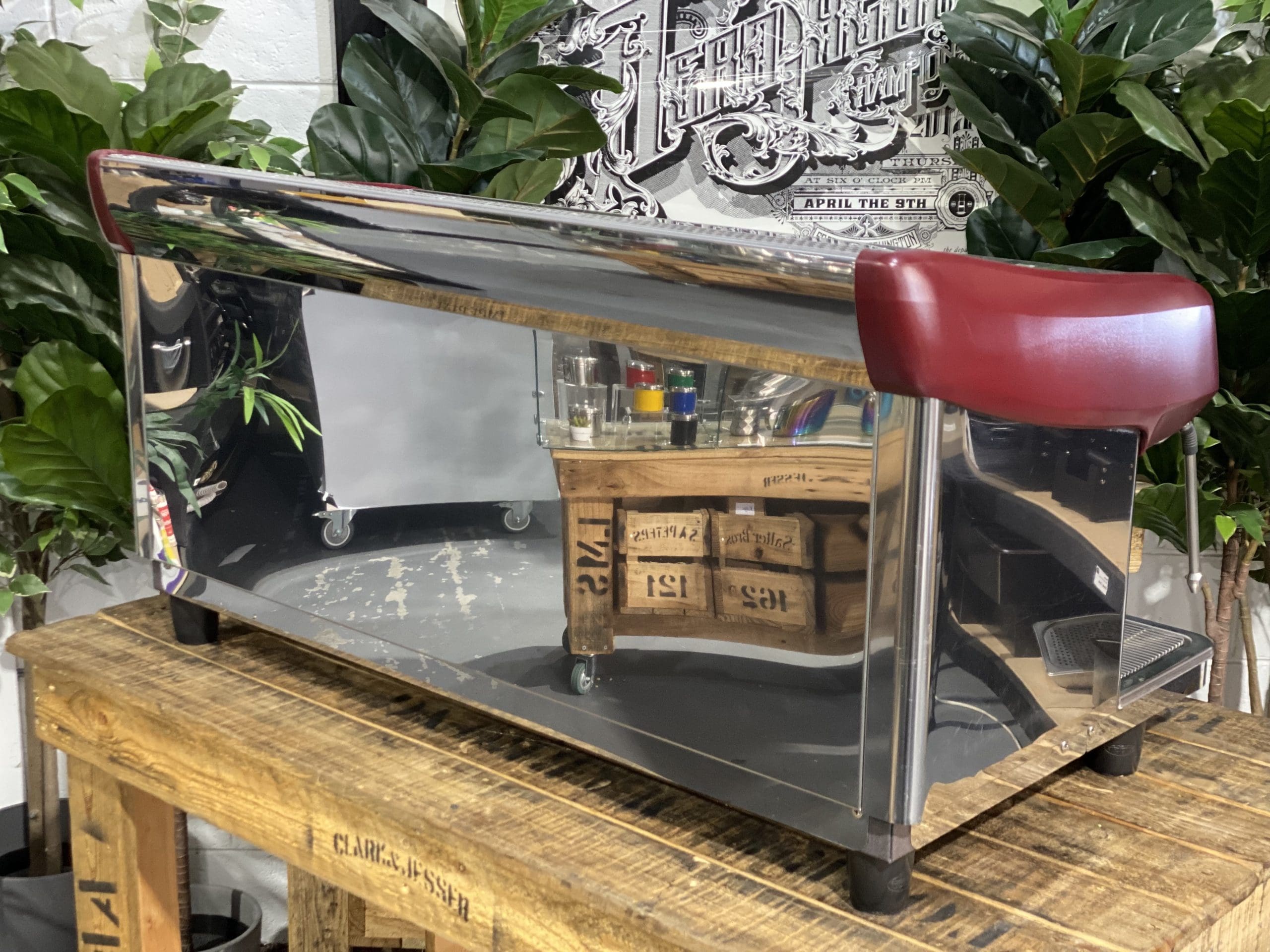 Expobar MegaCrem High Cup 3 Group Commercial Espresso Machine - Stainless Steel & Red Finish - Perfect for Coffee Shops, Restaurants, and Cafes