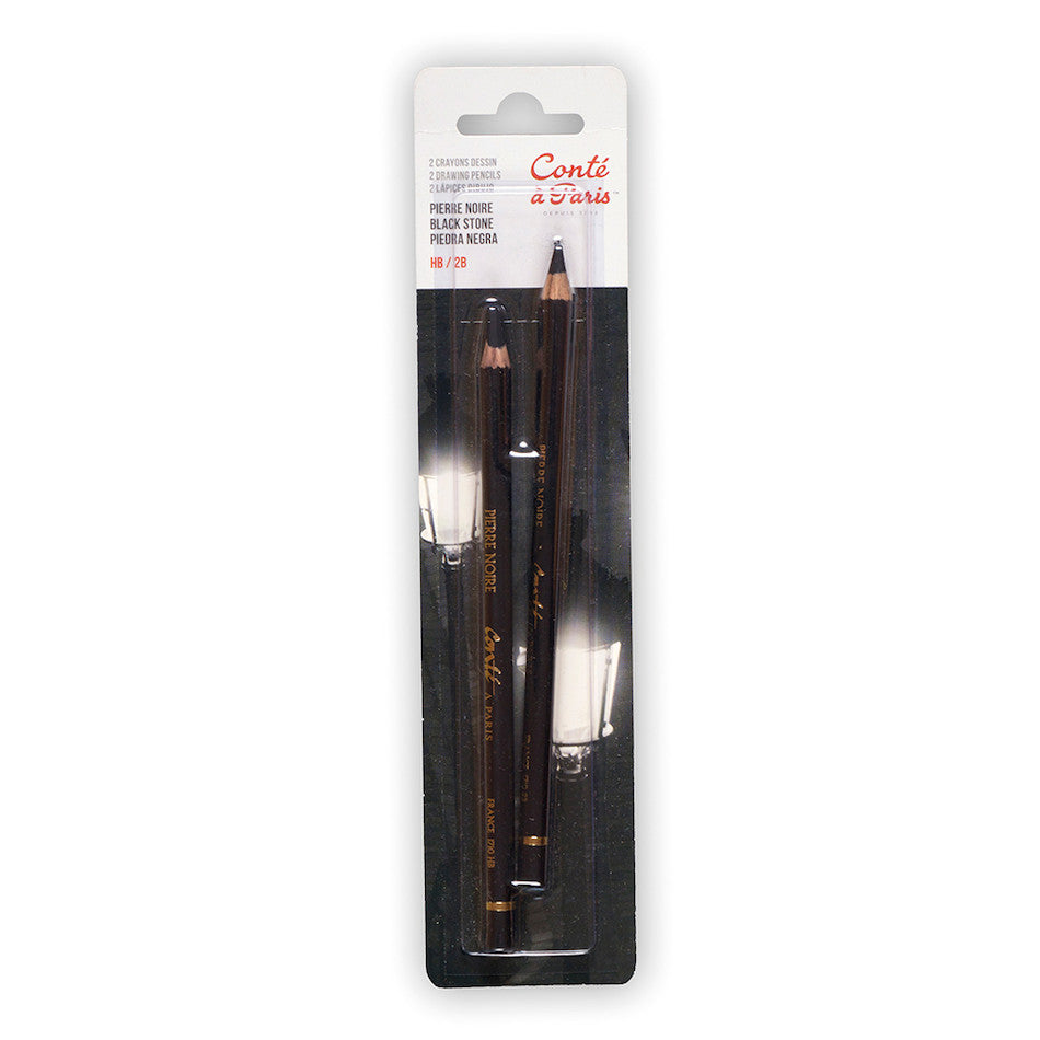 Conté à Paris Pierre Noire Sketching Pencils - Set of 2 Professional Black Art Drawing Pencils for Sketching, Shading & Fine Art - Perfect for Artists, Students & Beginners