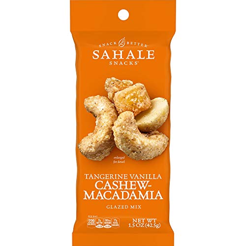 Sahale Snacks Tangerine Vanilla Cashew Macadamia Glazed Nut Mix - 1.5oz Bags (Pack of 9) | Healthy Trail Mix for Hiking, Office Snacks & On-the-Go Energy | Gluten Free Non-GMO Snack