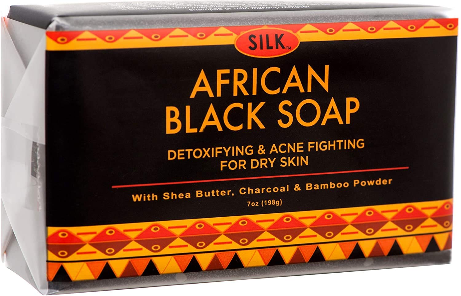 African Black Soap 7oz - Natural Acne Treatment, Eczema & Psoriasis Relief, Dry Skin Moisturizer with Shea Butter, Charcoal & Bamboo Powder for Face & Body Wash | Scar Removal & Skin Brightening | Perfect for Sensitive Skin Care & Daily Cleansing Routine