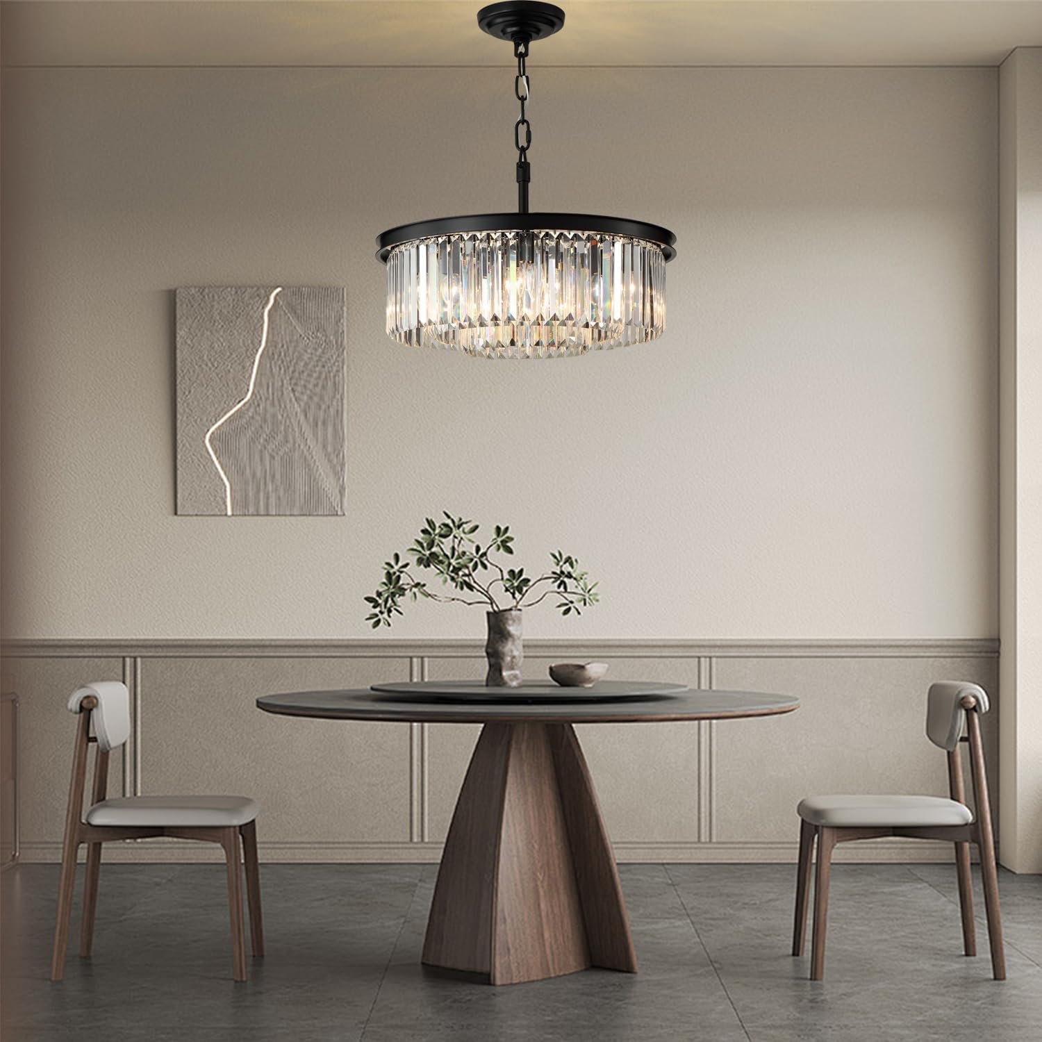 Modern Crystal Chandelier - 3-Tier 8-Light Dimmable Ceiling Light Fixture for Dining Room, Living Room & Bedroom | Elegant Lighting for Home Decor, Wedding & Special Events