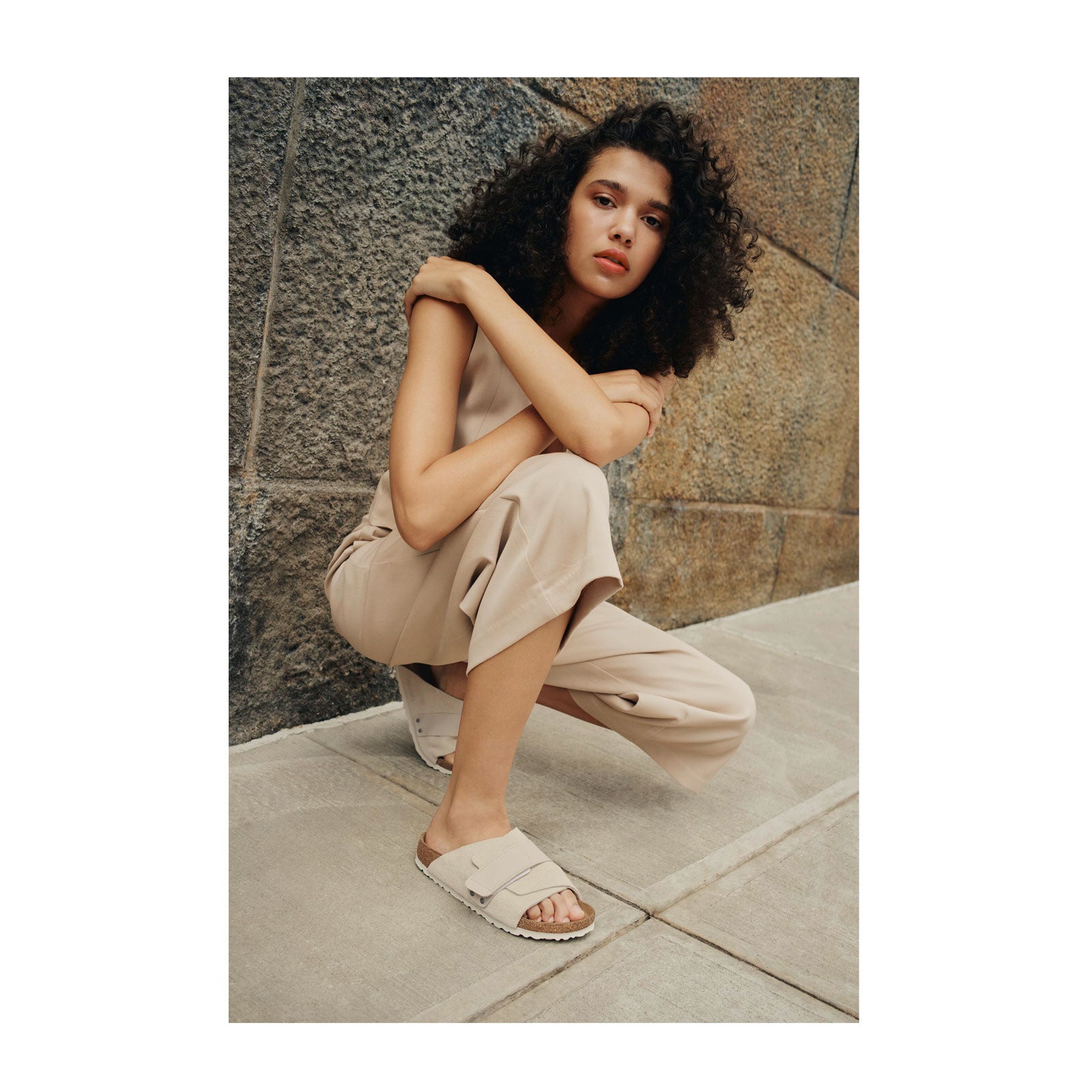 Birkenstock Kyoto Narrow Slide Sandal for Women - Antique White Suede & Nubuck | Comfortable Orthopedic Footbed | Perfect for Summer, Beach, and Casual Wear