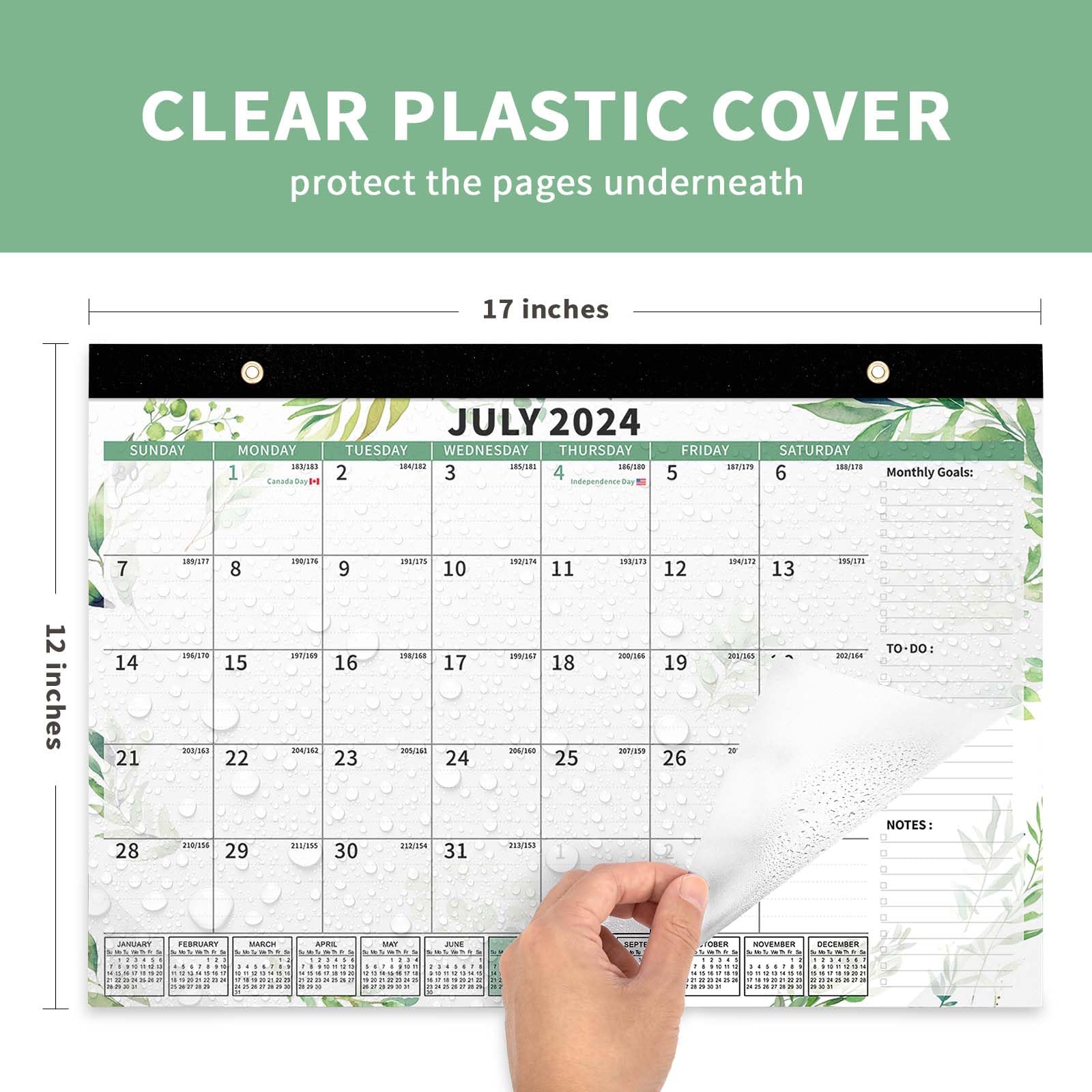 Ospelelf Magnetic Calendar 2024-2025 - 18-Month Large Refrigerator & Wall Planner (July 2024 to December 2025) with Plastic Cover - 17