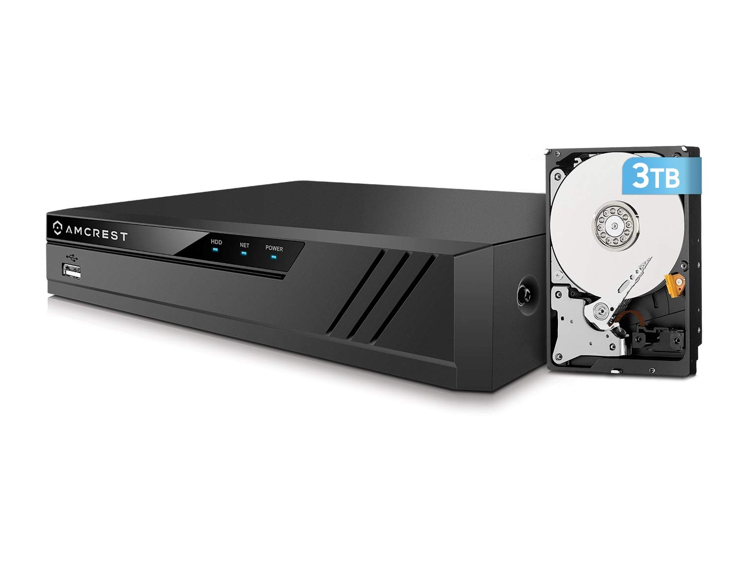 Amcrest NV4116E-A2 4K 16CH 8-Port PoE NVR Security System with 3TB HDD - Supports 16x 8MP IP Cameras (1080p/3MP/4MP/5MP/8MP) - Ideal for Home & Business Surveillance