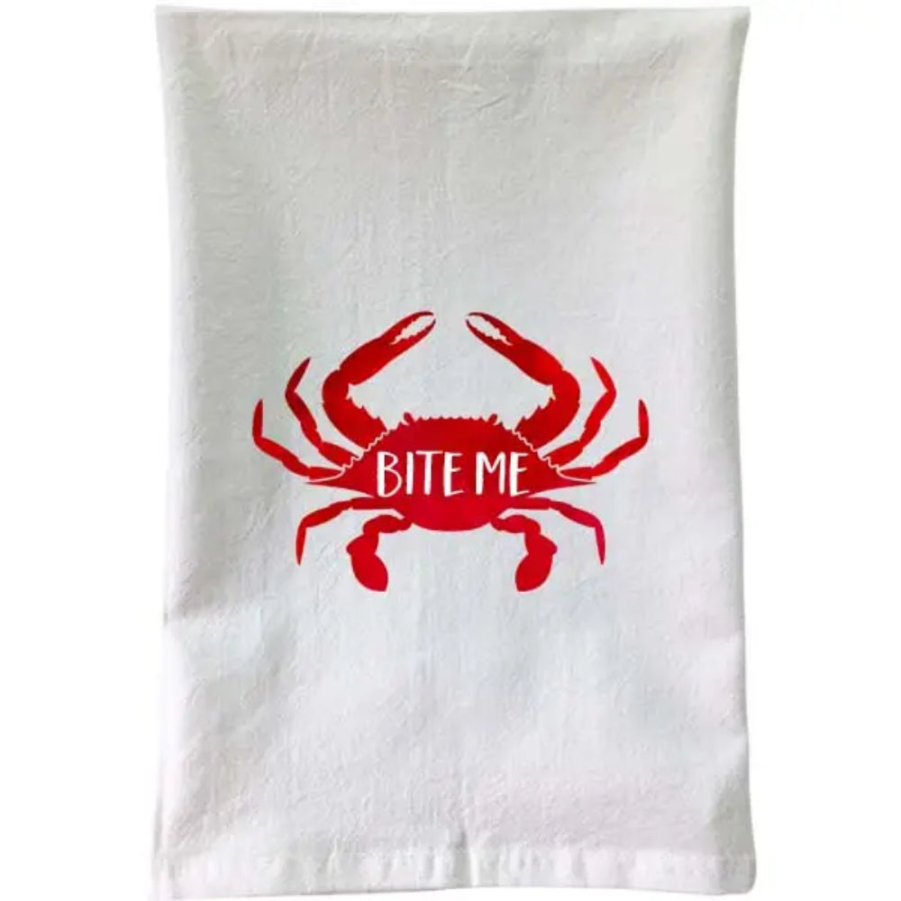 Premium Crab Print Flour Sack Towel - Soft & Absorbent Kitchen Towels for Baking, Cooking & Decor - Cute Crab Design Dish Towels for Home, Restaurant & Gifts