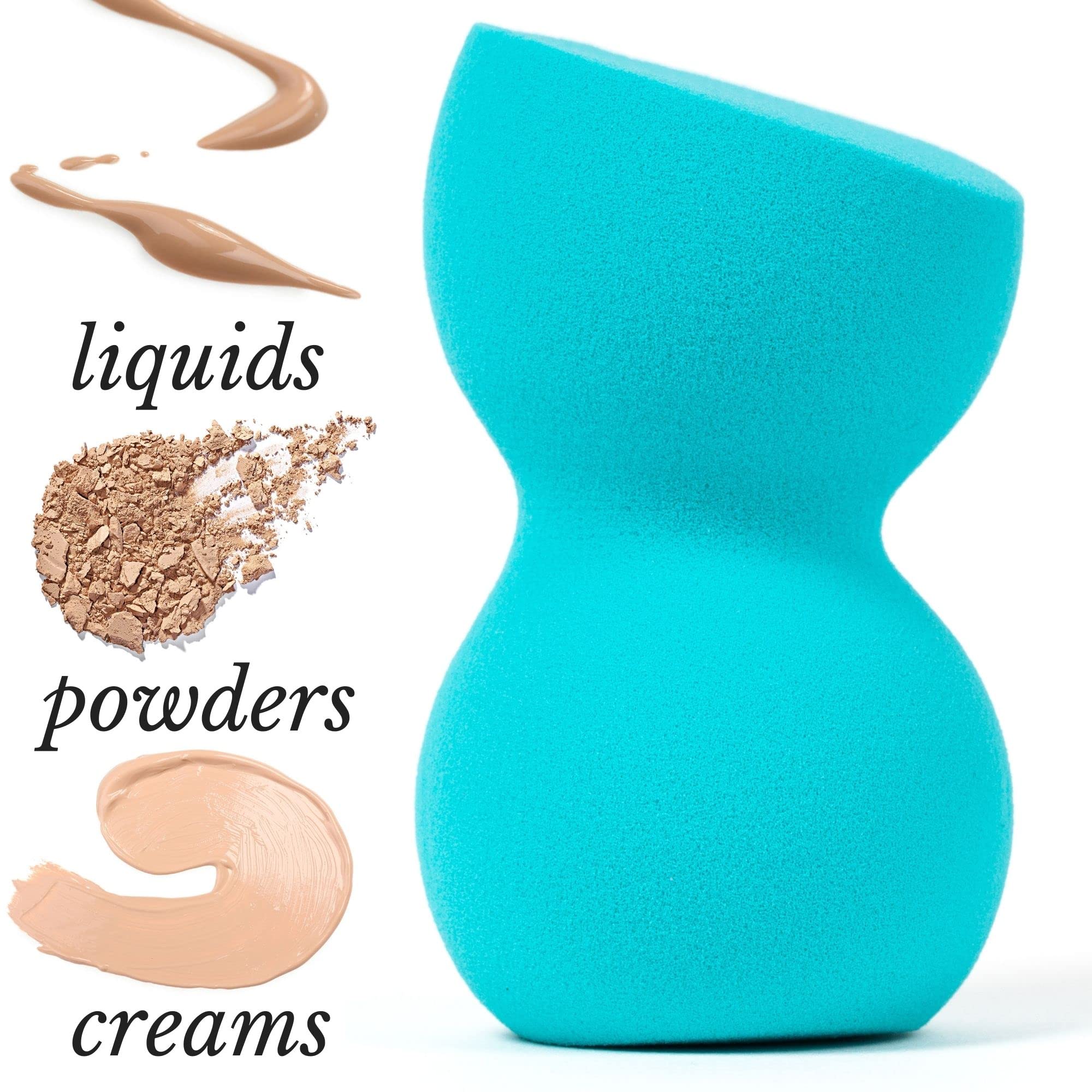 Beauty Junkees Makeup Sponge Blender - Professional Blue Sculptor Foundation Sponge for Liquid, Cream & Powder | Latex-Free Cosmetic Blender for Wet & Dry Use | Perfect for Flawless Foundation, Contouring & Highlighting Application