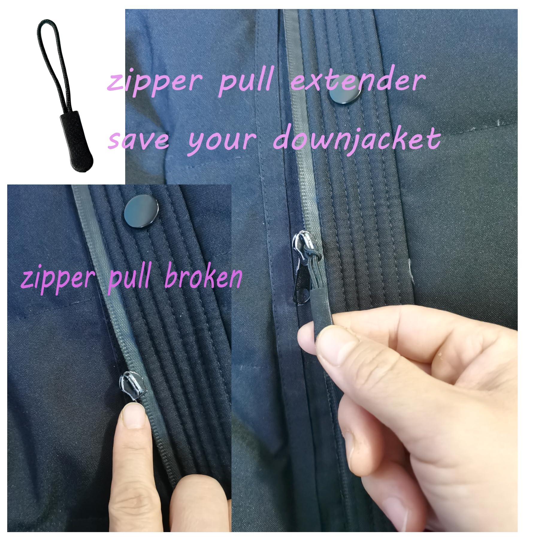 JOSDIOX 20Pcs Pink Replacement Zipper Pulls - Universal #22 Zipper Extender for Backpacks, Jackets, Luggage, Handbags, Pants & Boots | Easy DIY Repair for Broken Zippers on Coats, Purses & Travel Gear