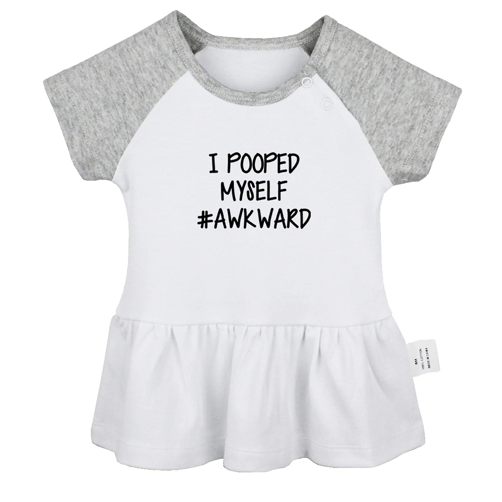 iDzn Funny 'I Pooped Myself' Baby Girl Dress - Cute Cotton Princess Dress with Ruffles for Infant & Toddler | Perfect for Birthday Parties, Photo Shoots & Playtime