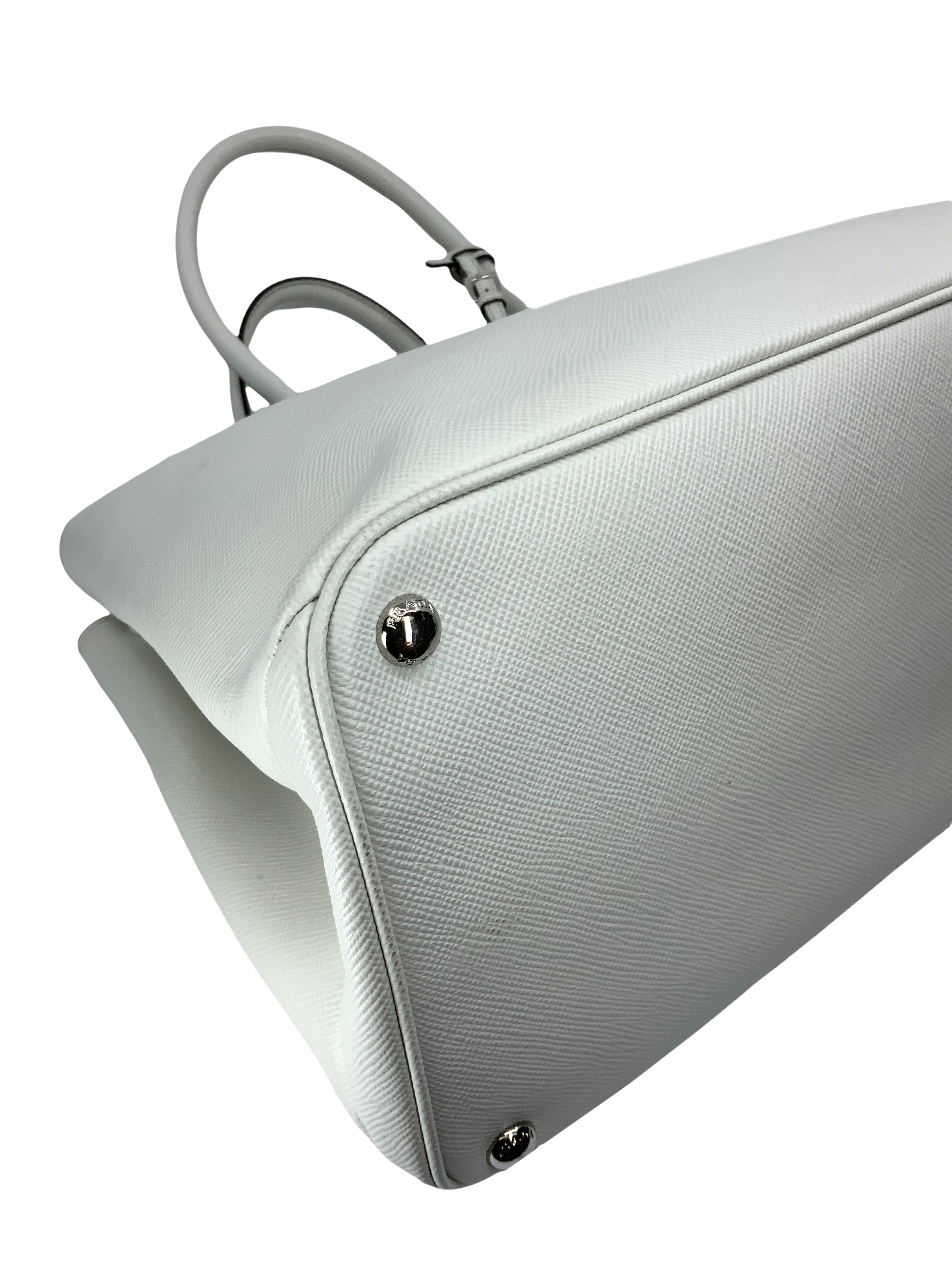 Prada Saffiano Leather Large Twin Tote Bag for Women - Luxury Designer Handbag for Work, Travel & Everyday Use